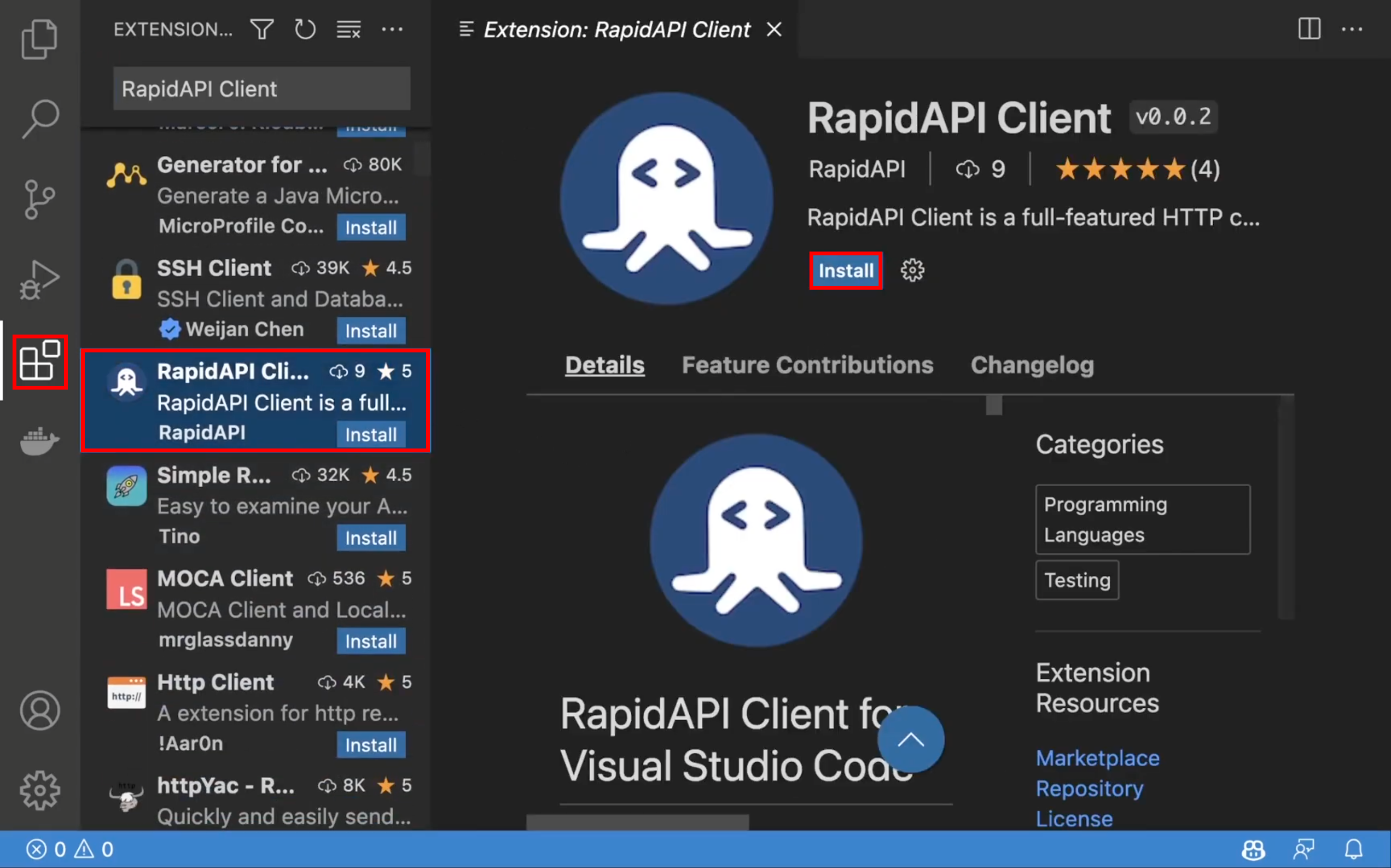 RapidAPI Client Extension