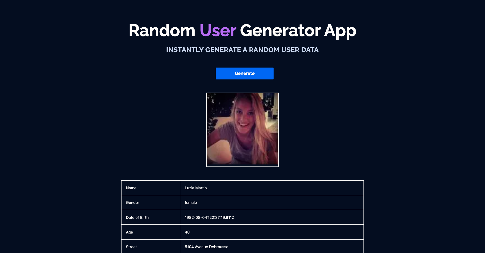 Random user generator app