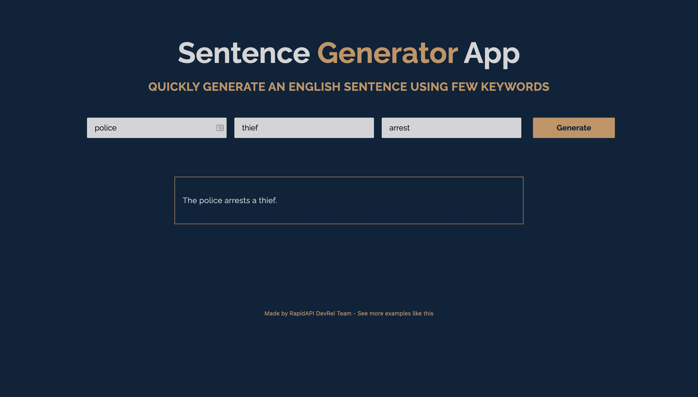 Sentence generator app