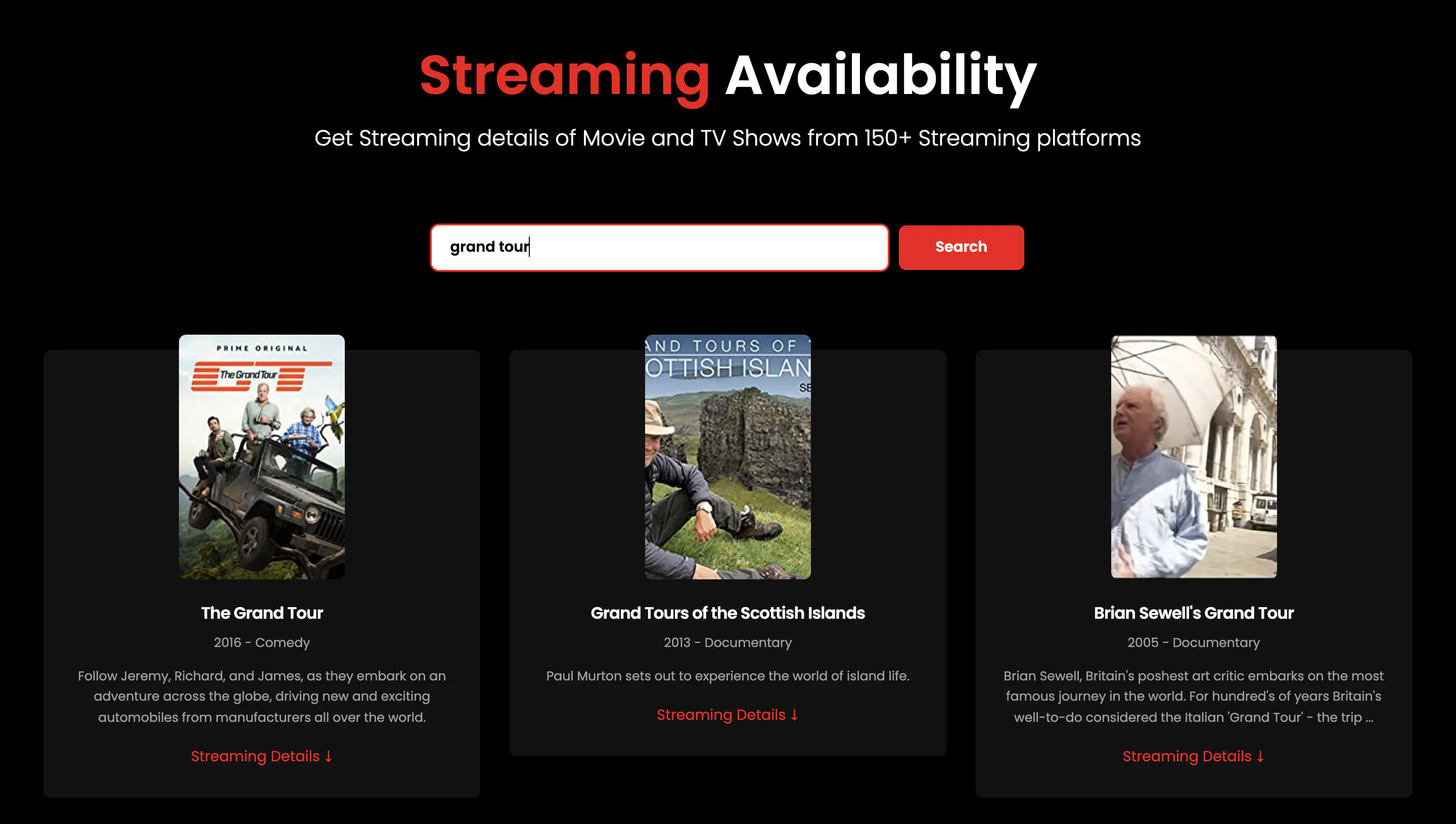 Streaming availability app