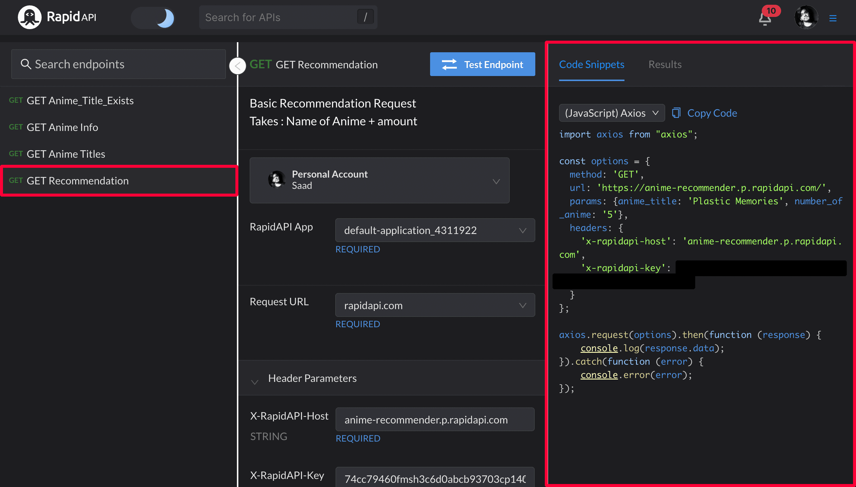 Fetching data using (JavaScript) Axios