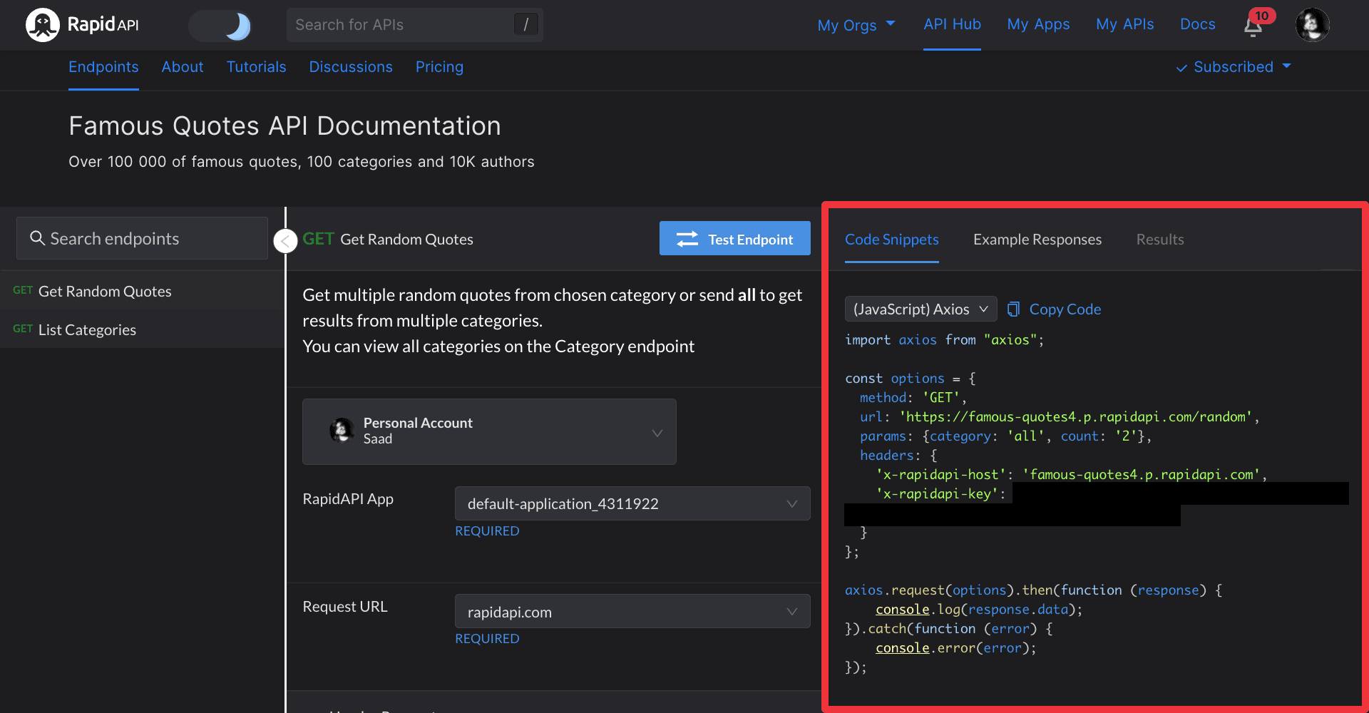 Fetching data using (JavaScript) Axios