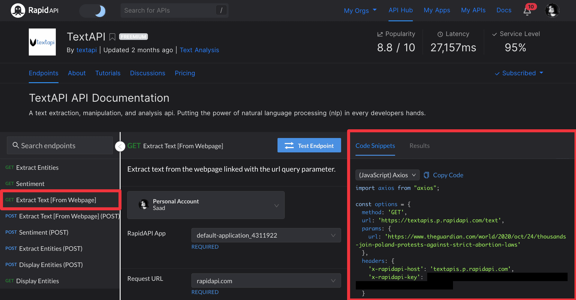 Fetching data using (JavaScript) Axios