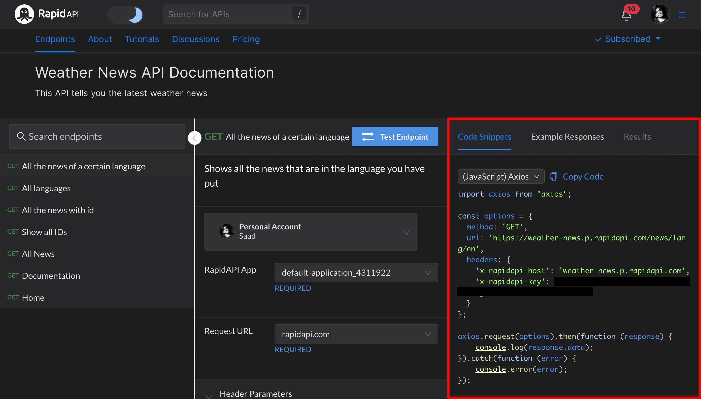 Fetching data using (JavaScript) Axios