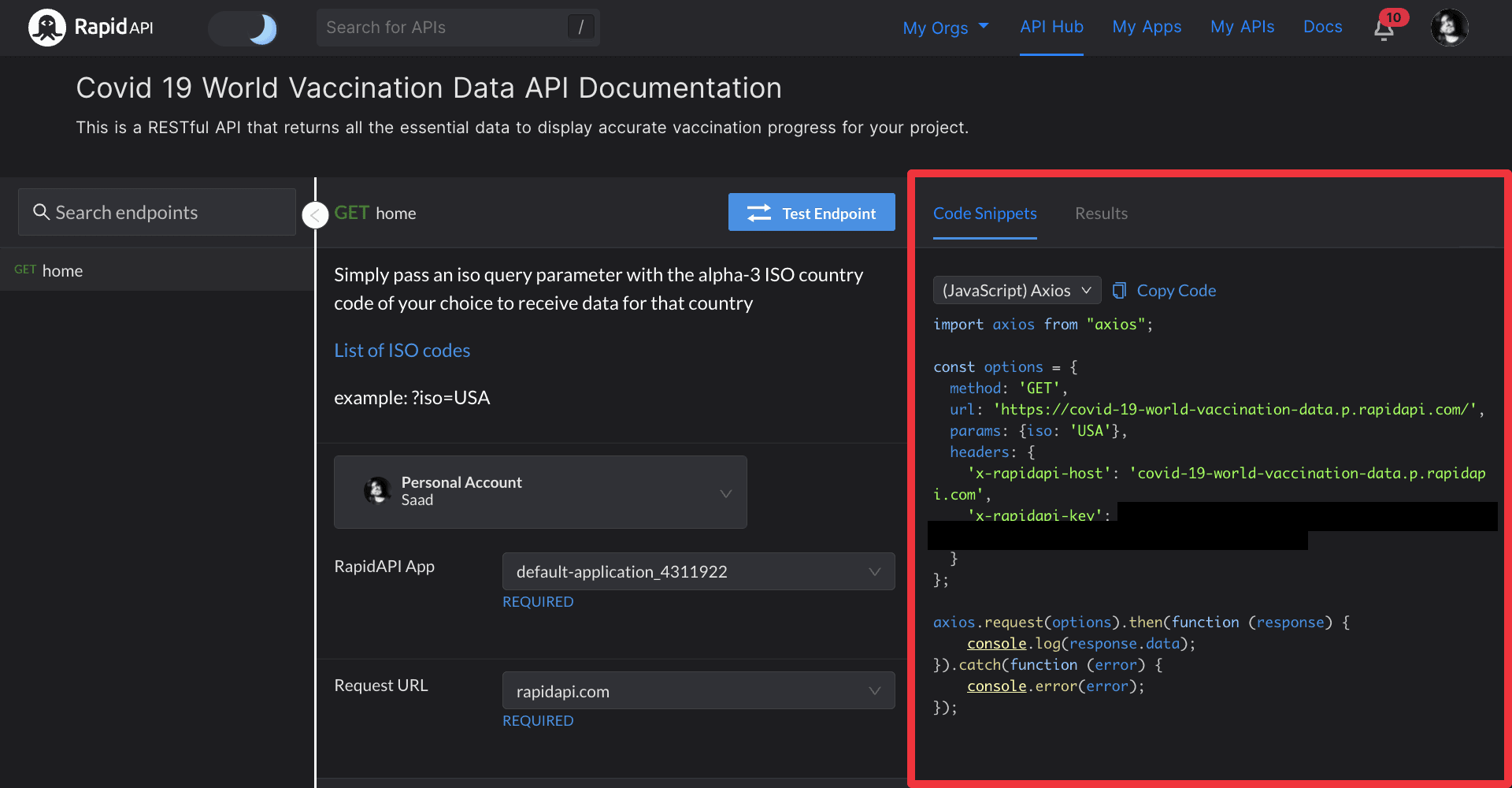 Fetching data using (JavaScript) Axios