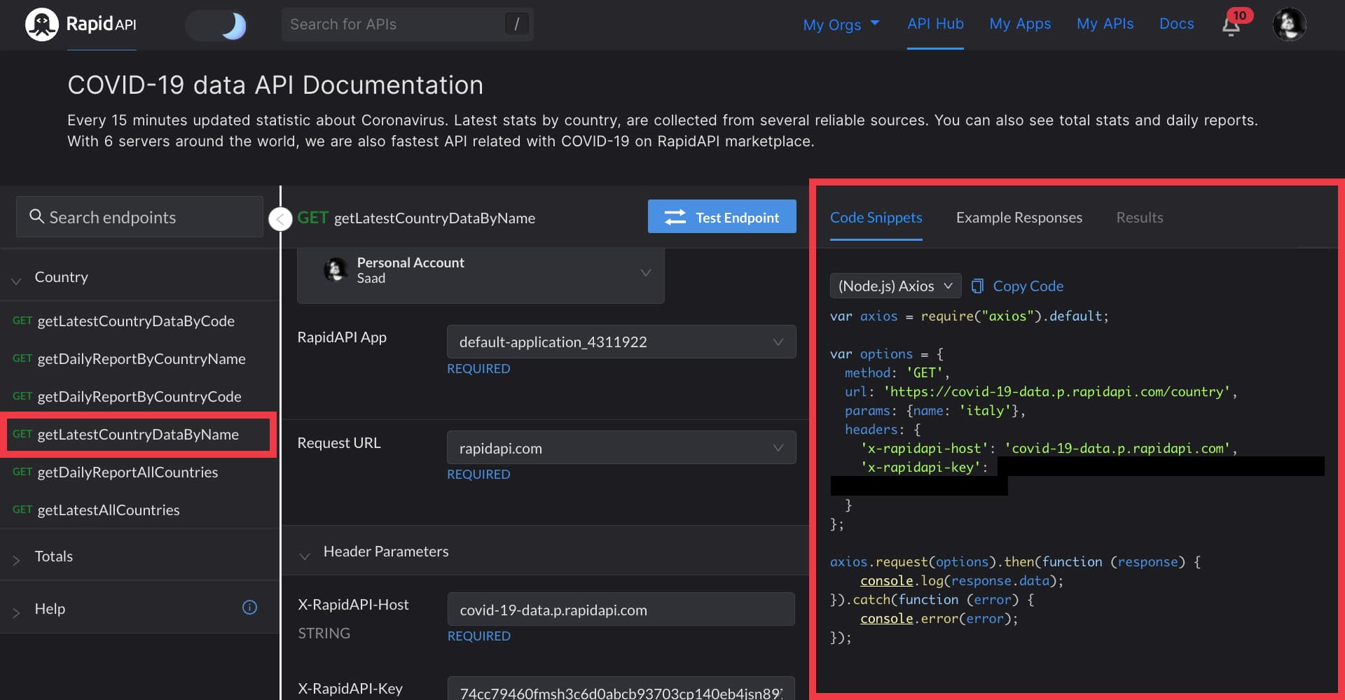 Fetching data using (JavaScript) Axios