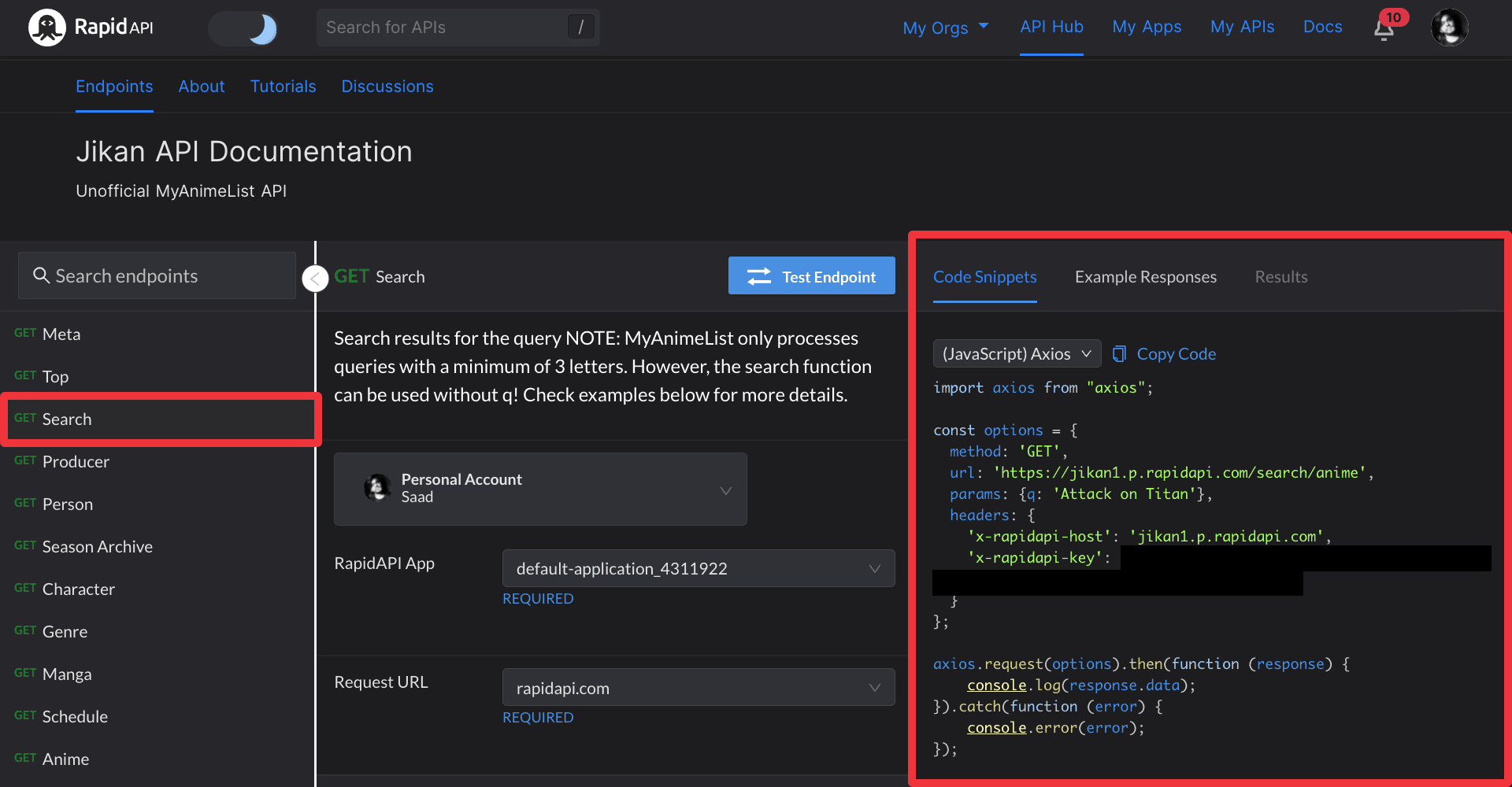 Fetching data using (JavaScript) Axios