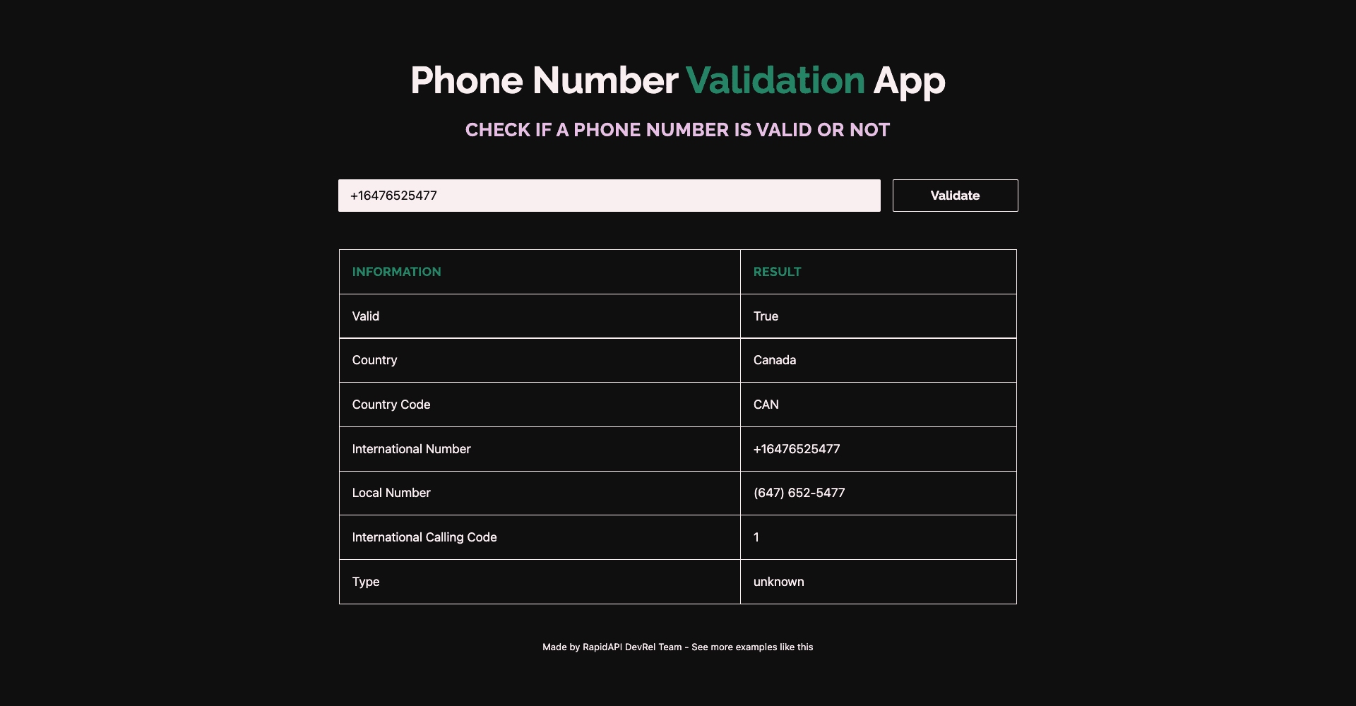 phone number validator js