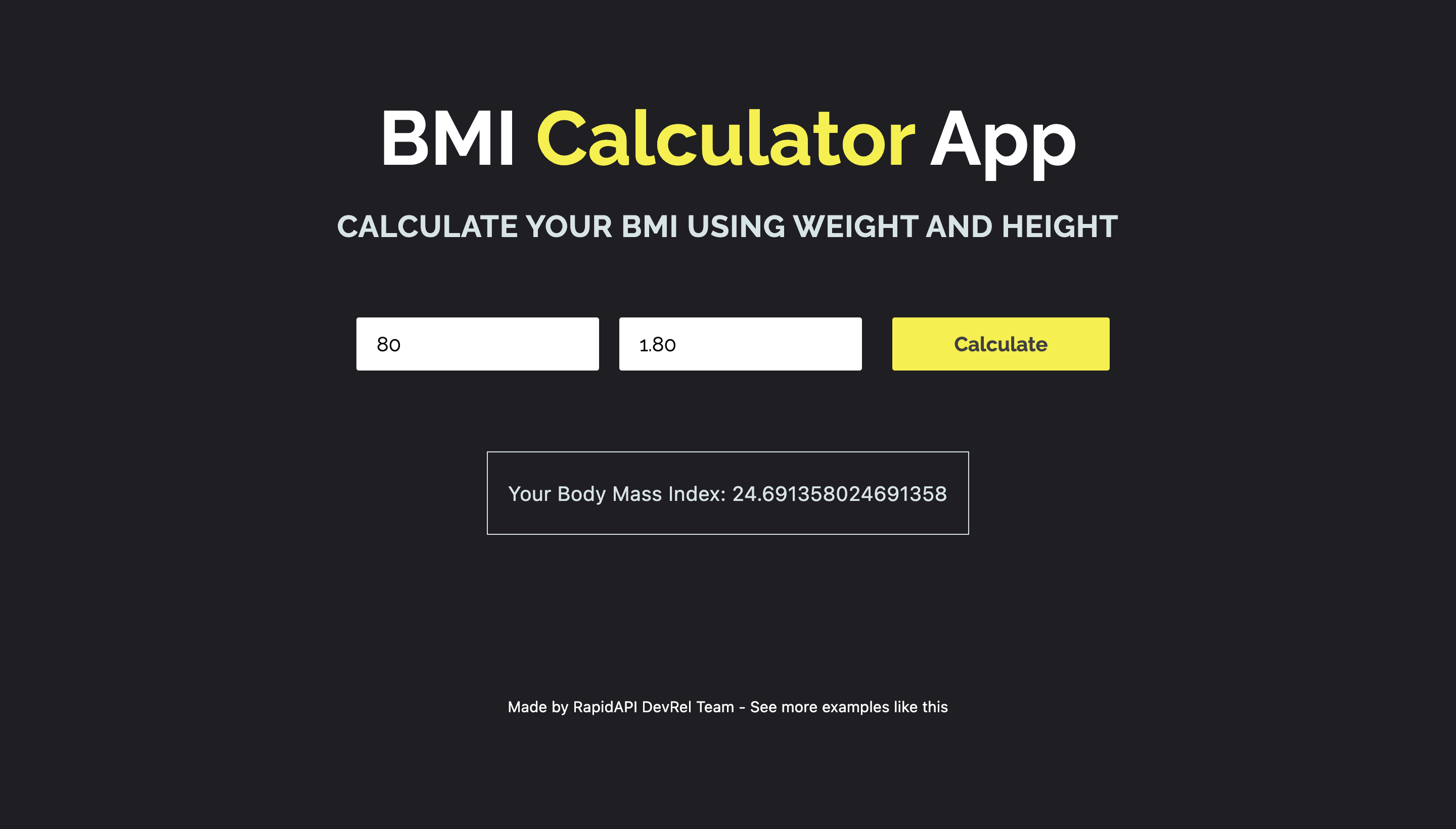 How to build a BMI Calculator App using BMI Calculator API?