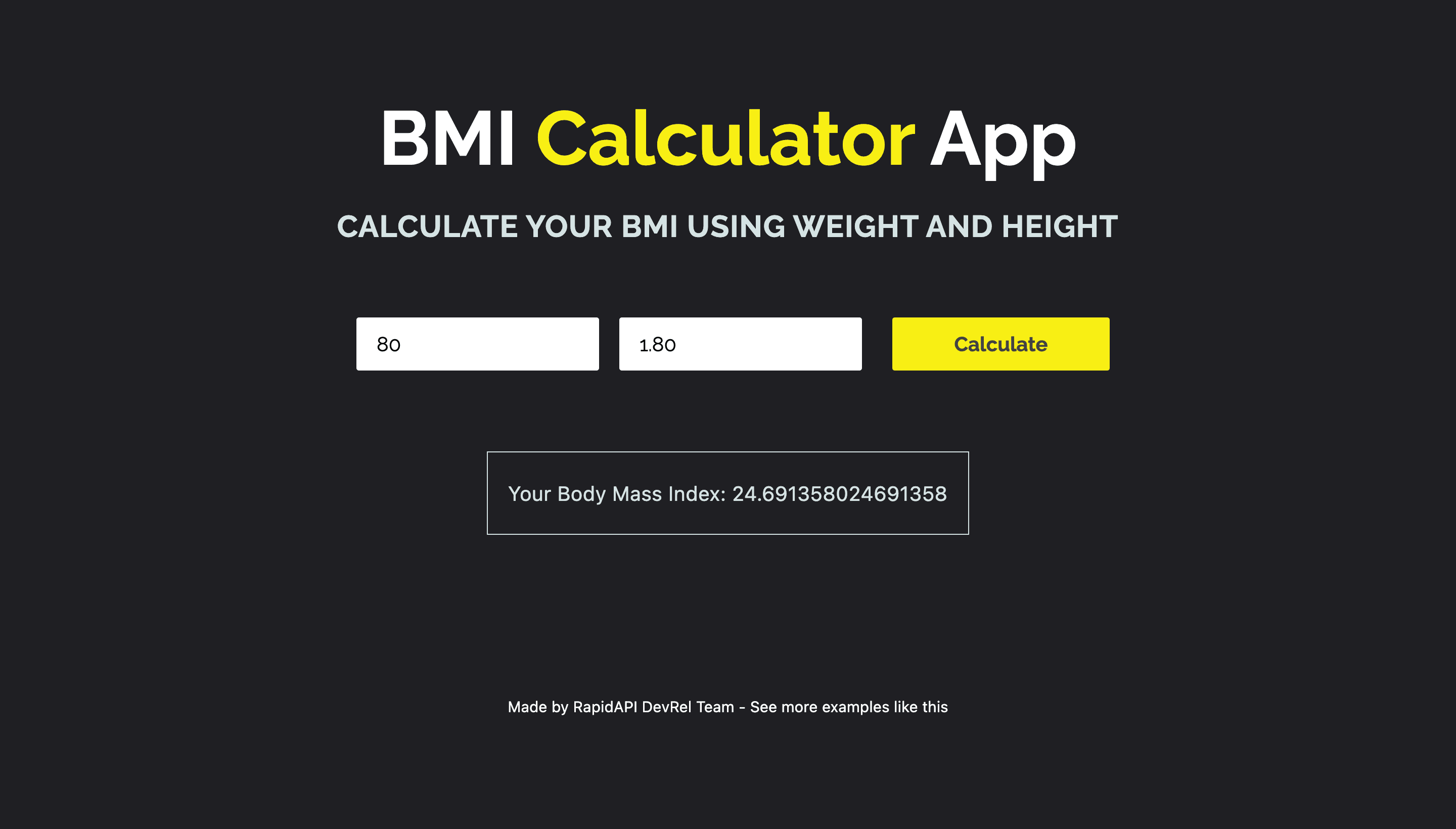 How to build a BMI Calculator App using BMI Calculator API?