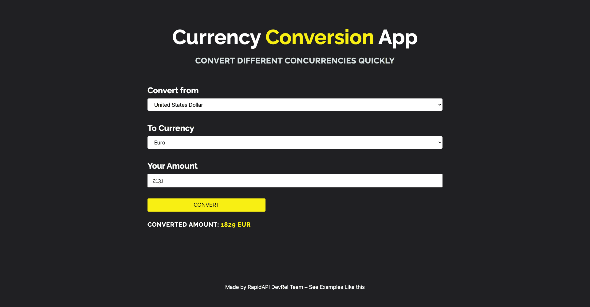 Currency Conversion application built using Next.js and Currency Conversion and Exchange Rates API