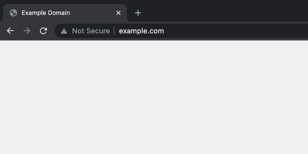 Example of how a website without SSL appears on the Chrome browser's address bar