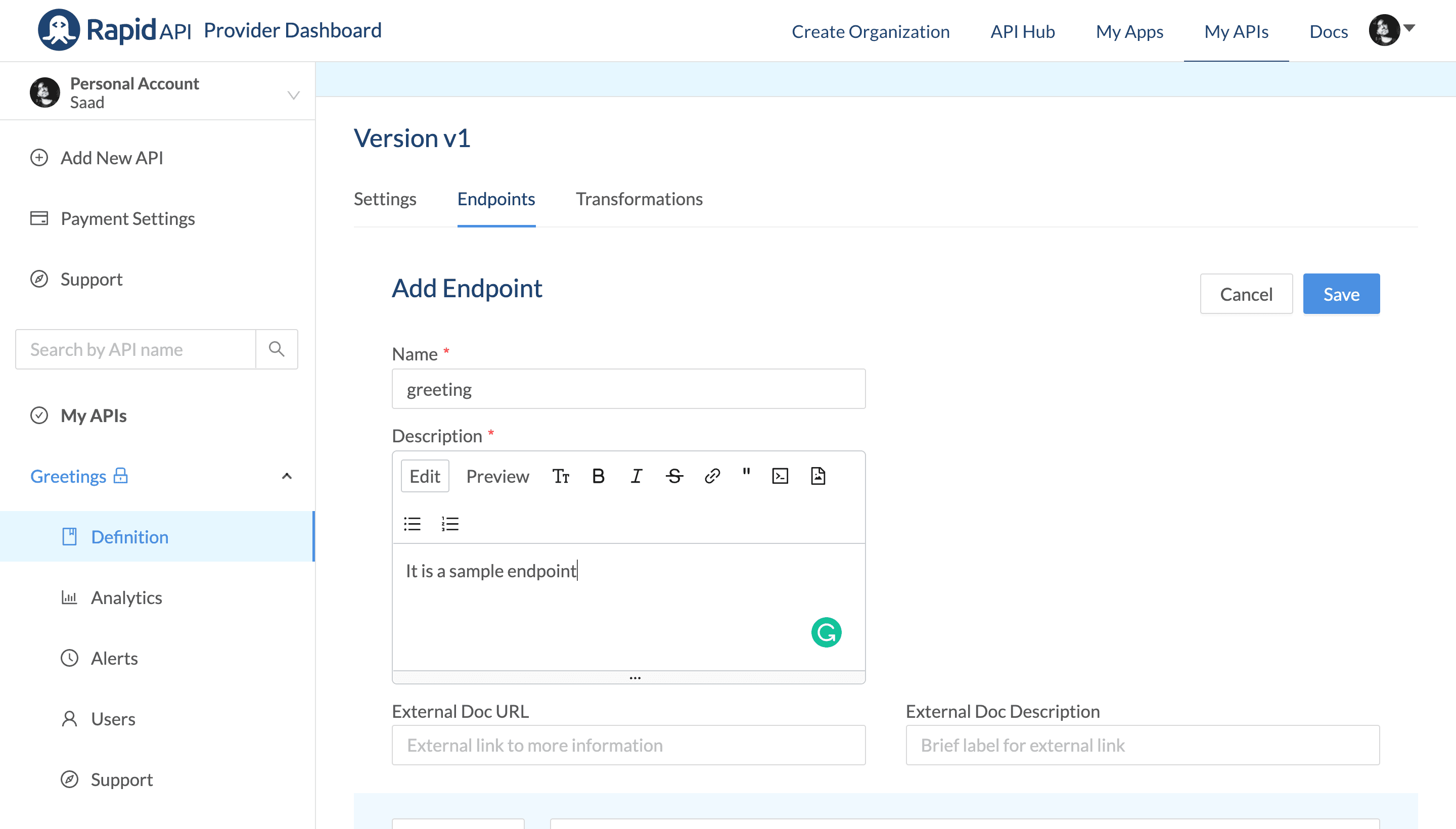 Creating REST API Endpoint