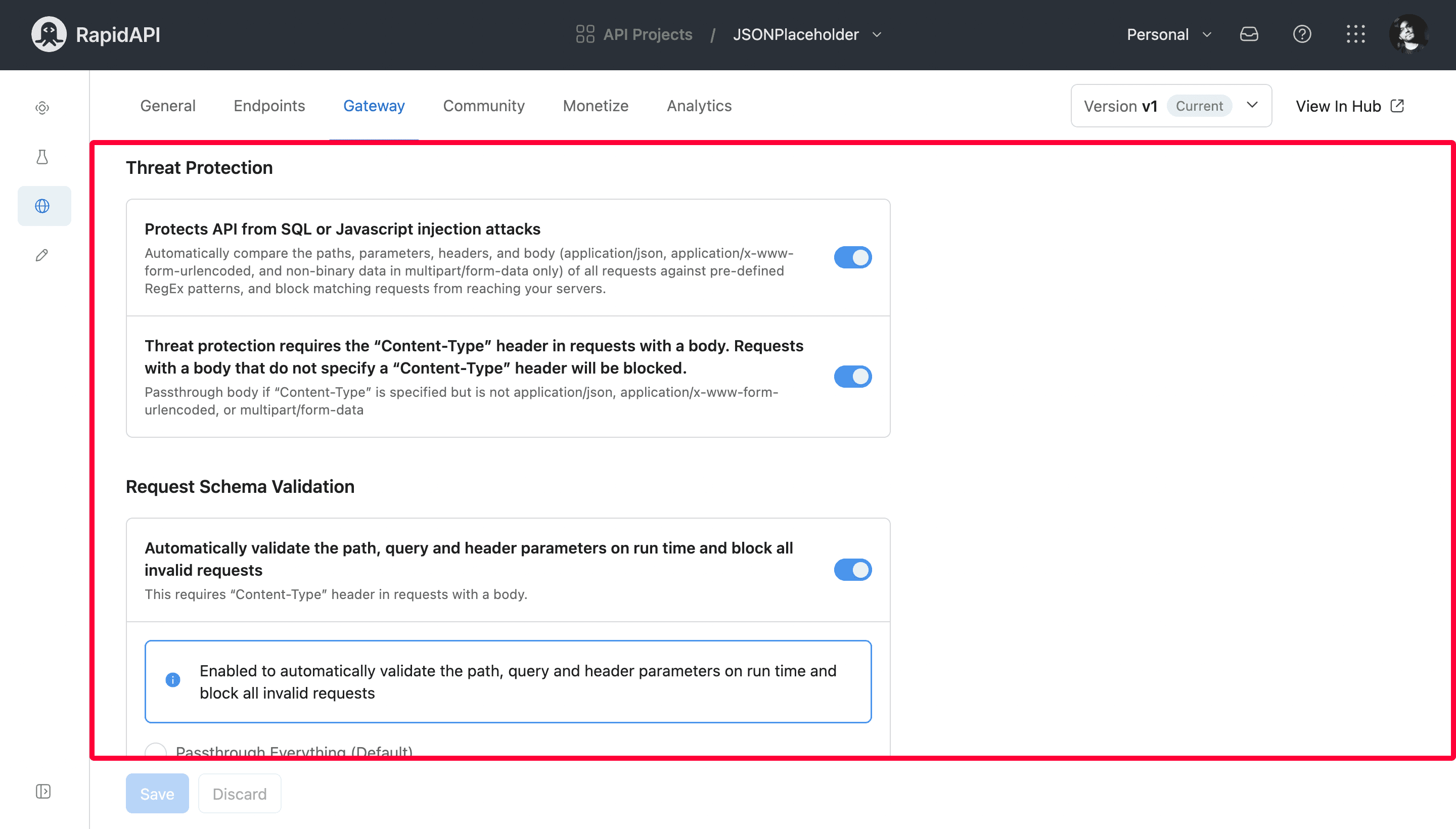 Security Features By RapidAPI Studio