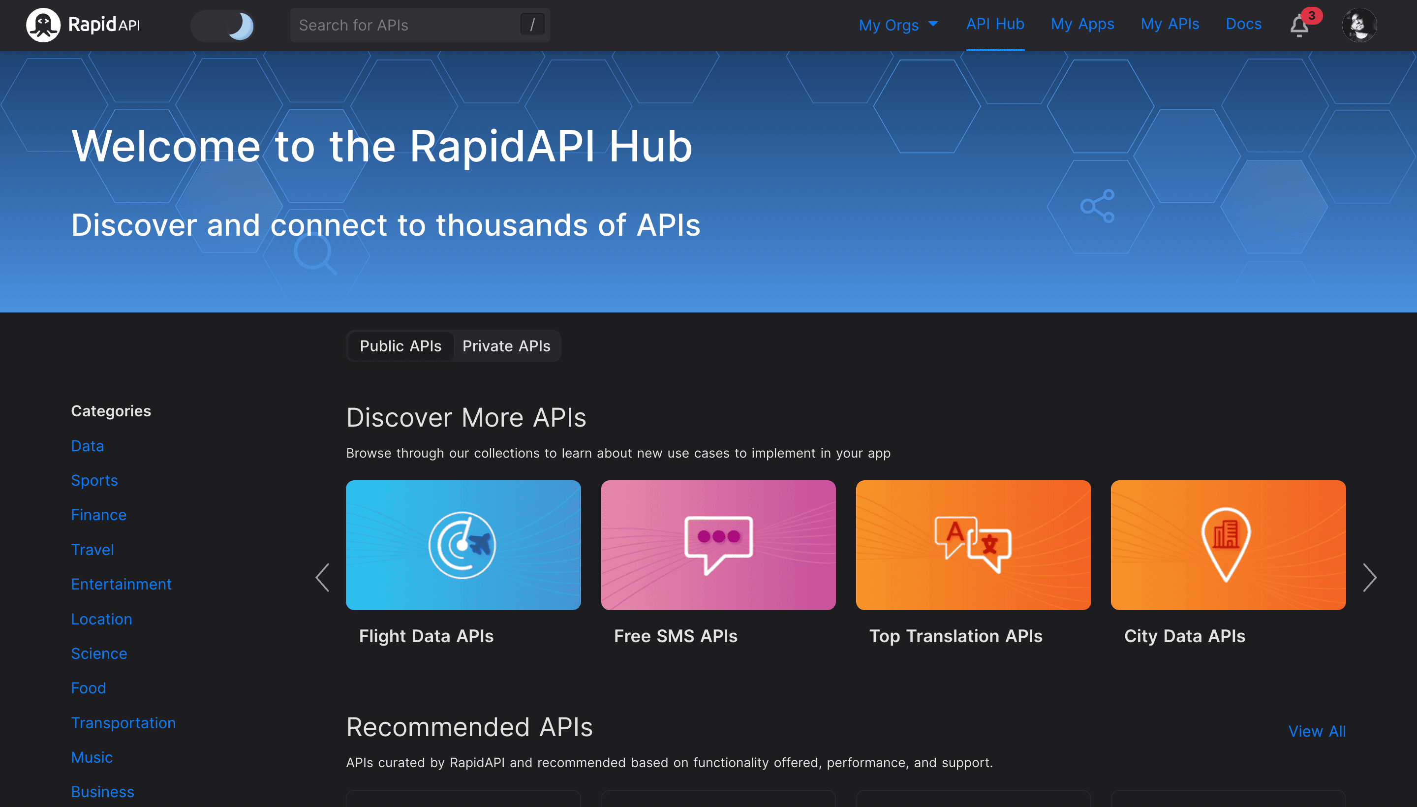 Home to over 35,000+ public APIs