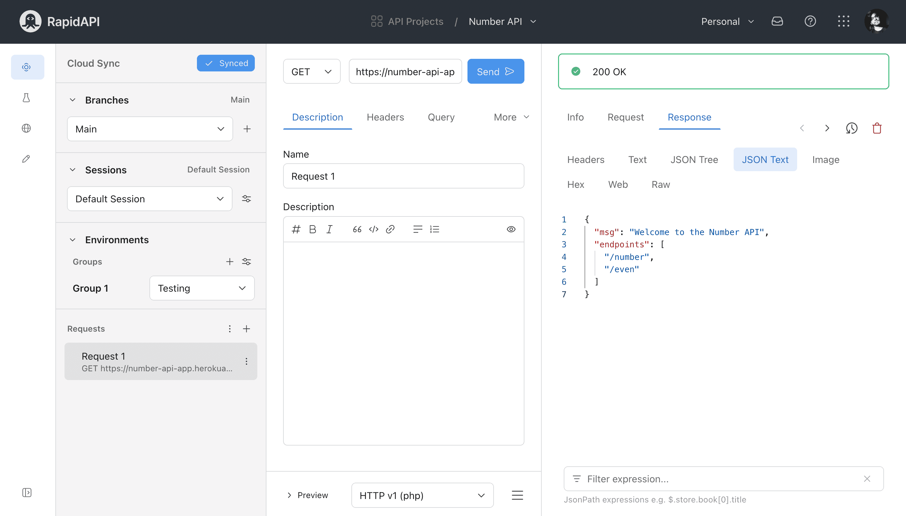 Testing base URL inside the API client of RapidAPI Studio