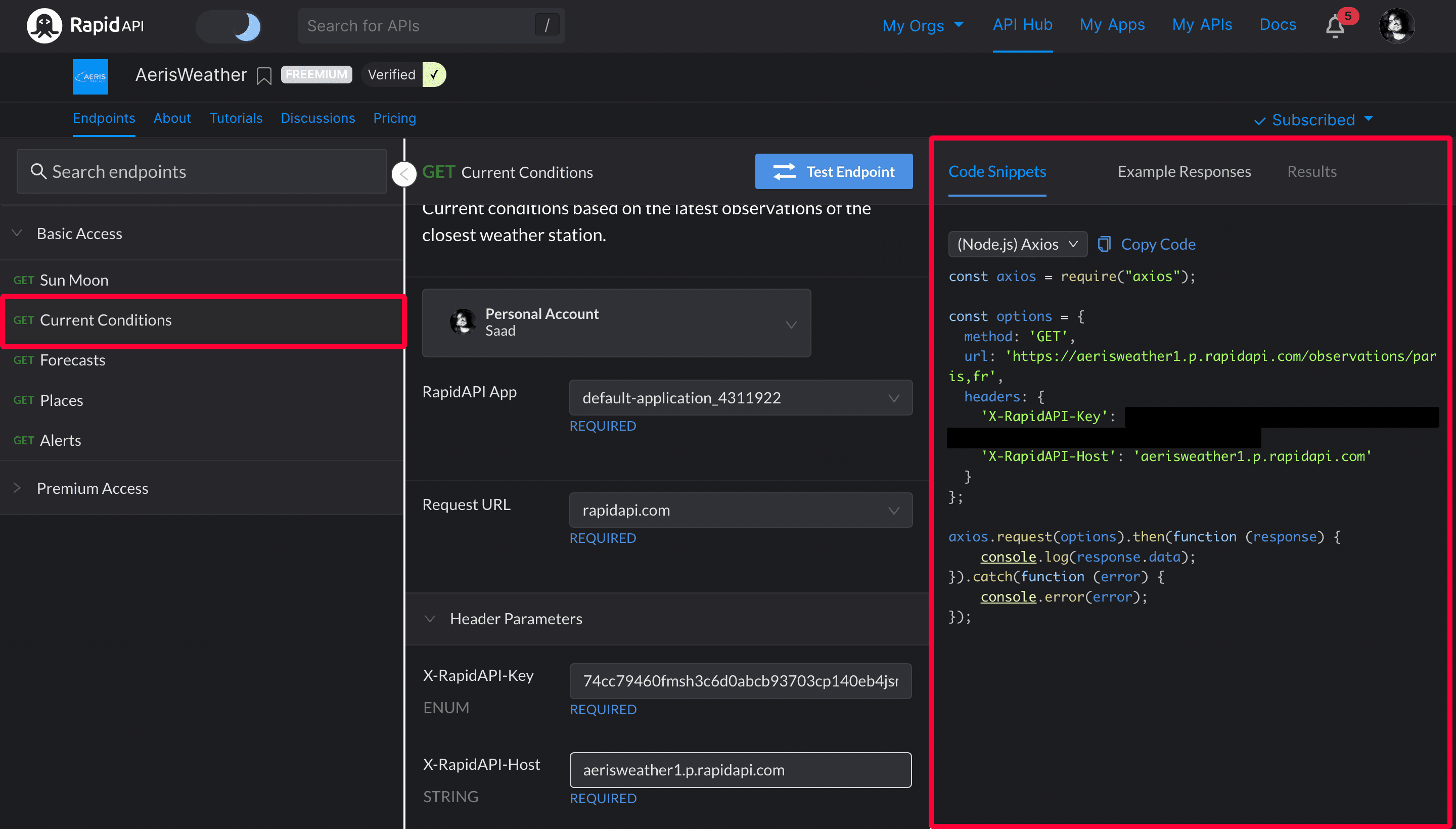 Copy (Node.js) Axios code snippet