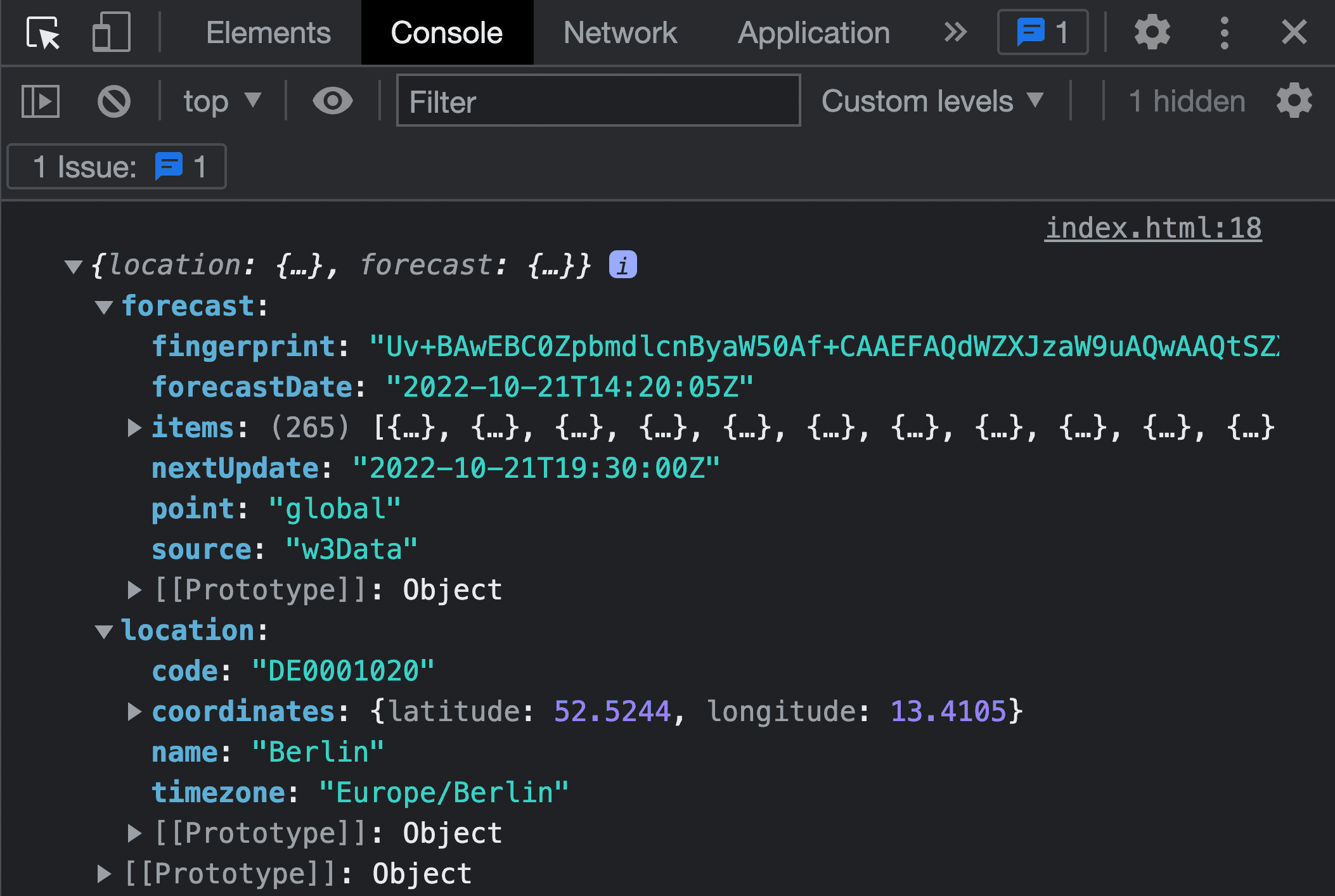 Forecast Weather API Response