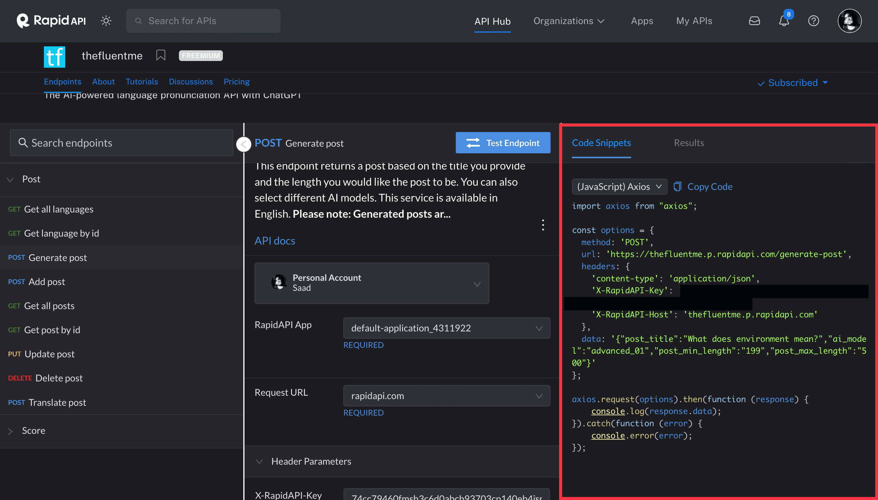 Fetching data using (JavaScript) Axios