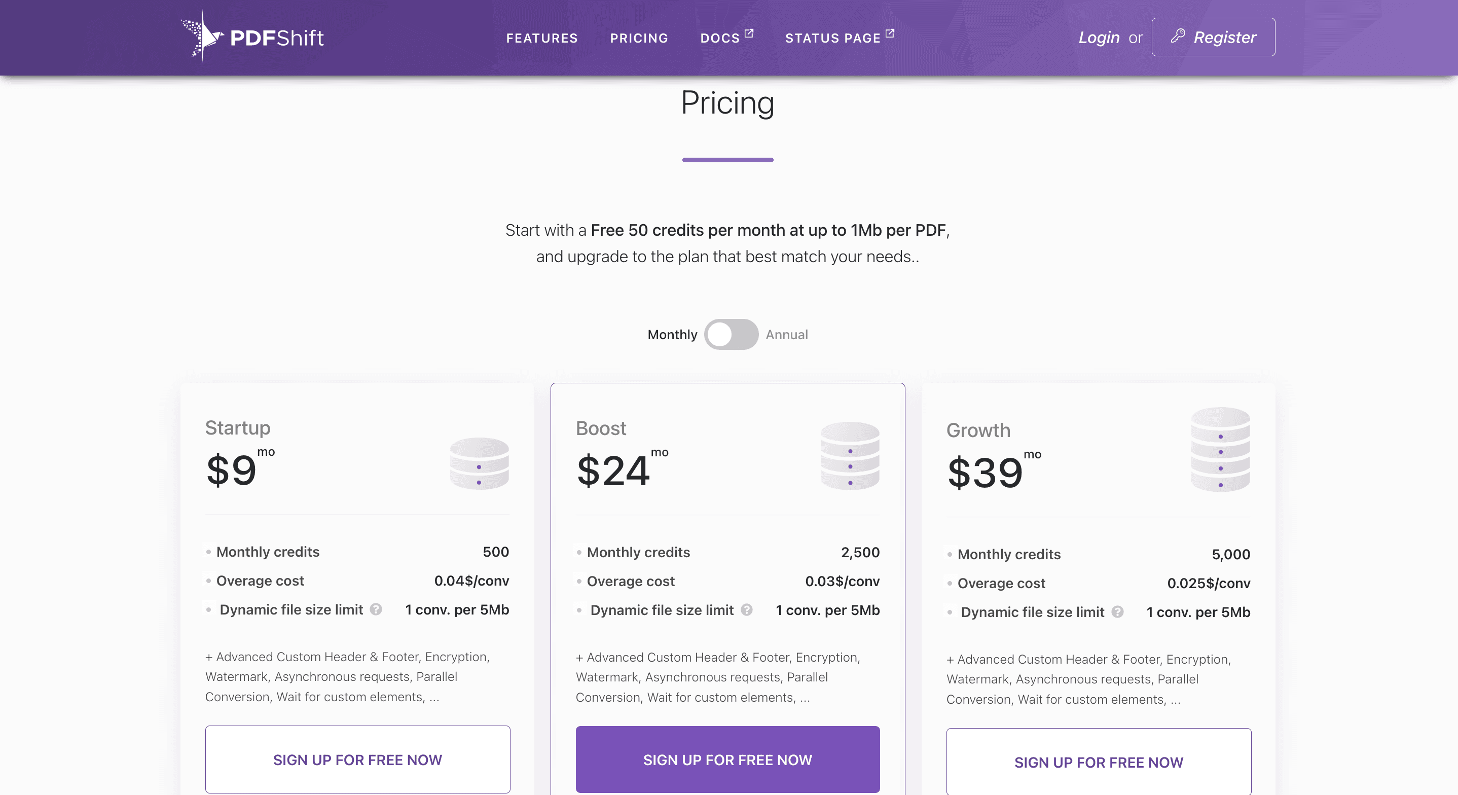 PDFShift Pricing