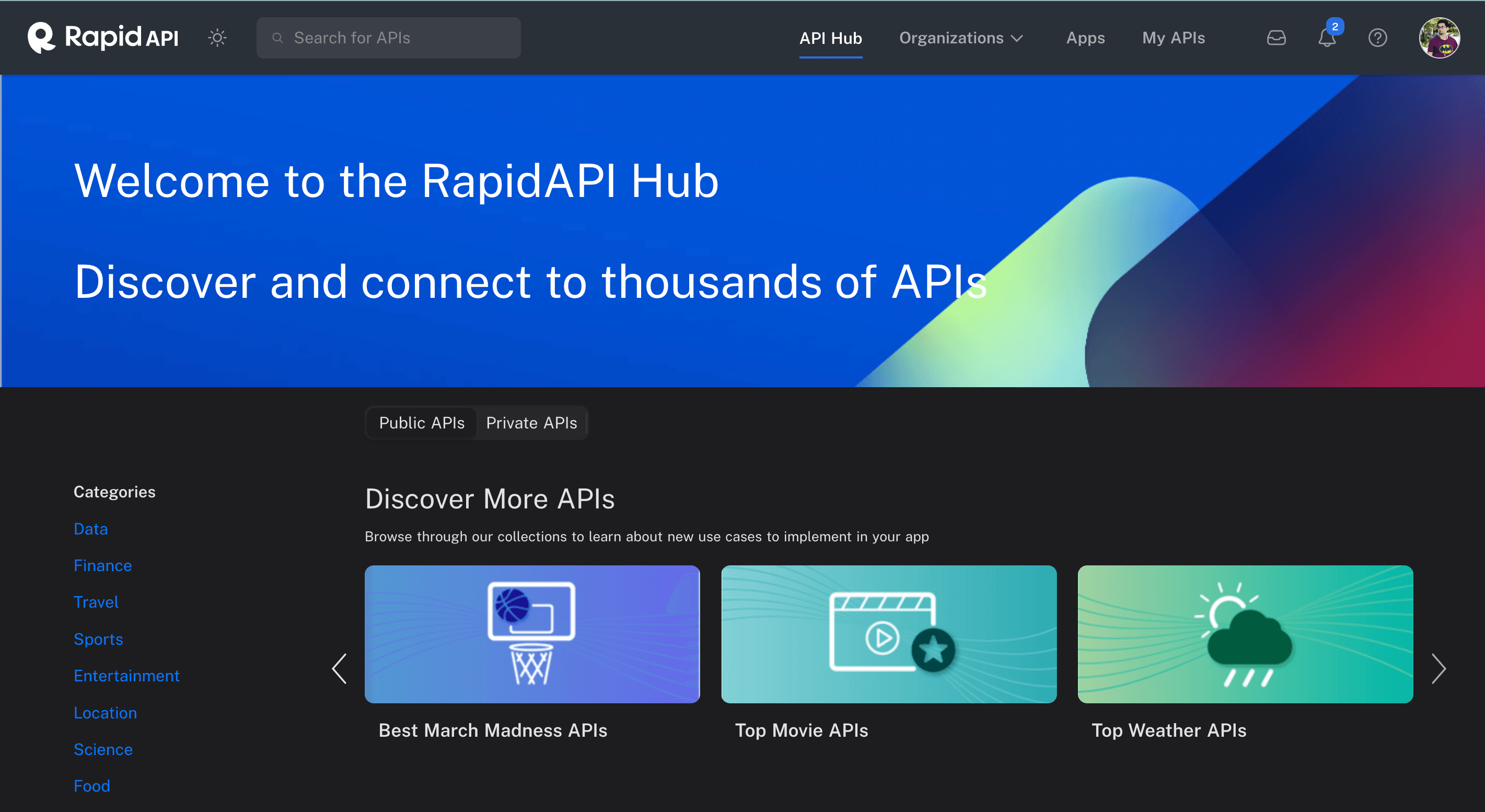 RapidAPI Hub Interface