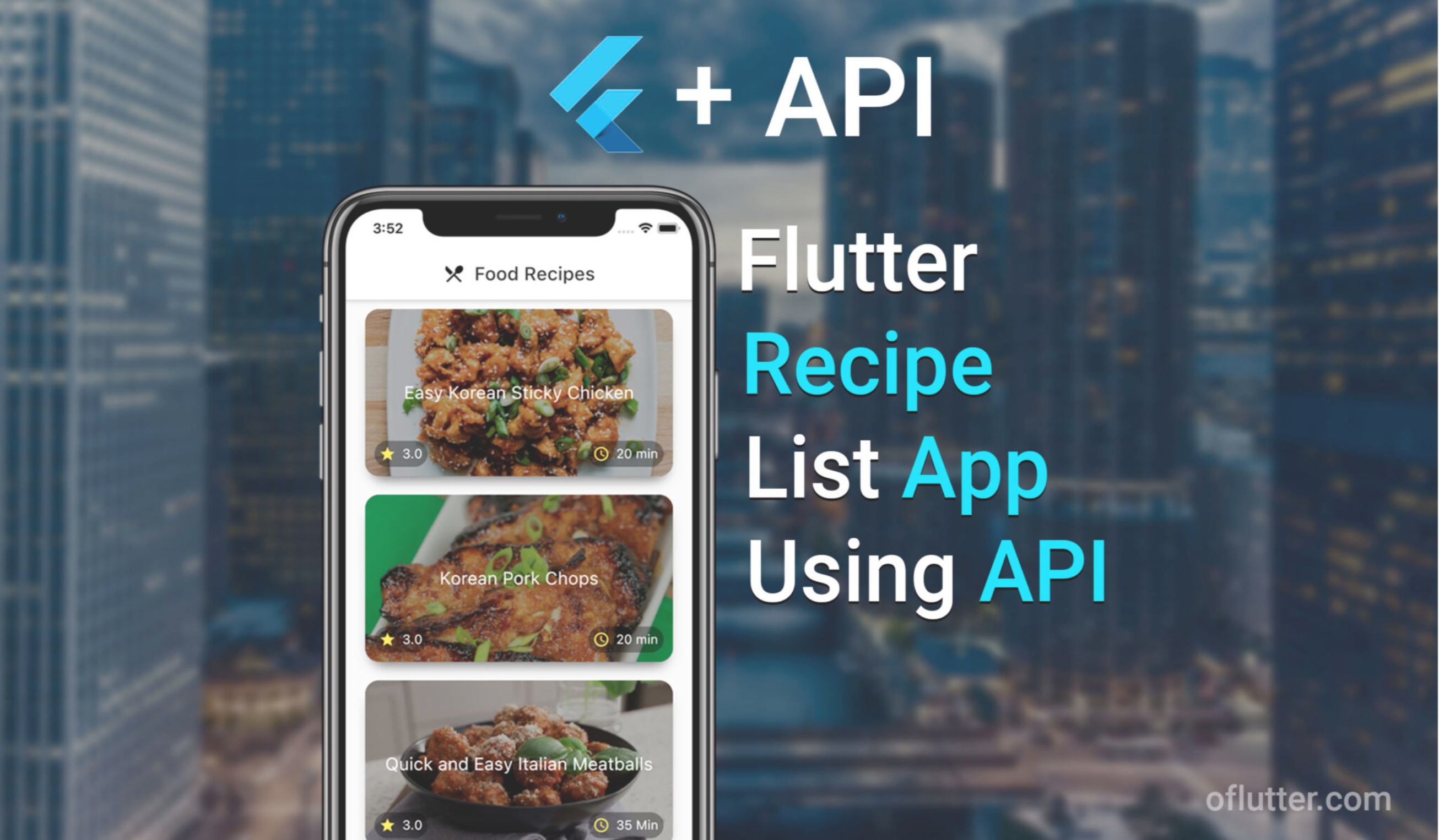 Overlook of Flutter recipe list app using API