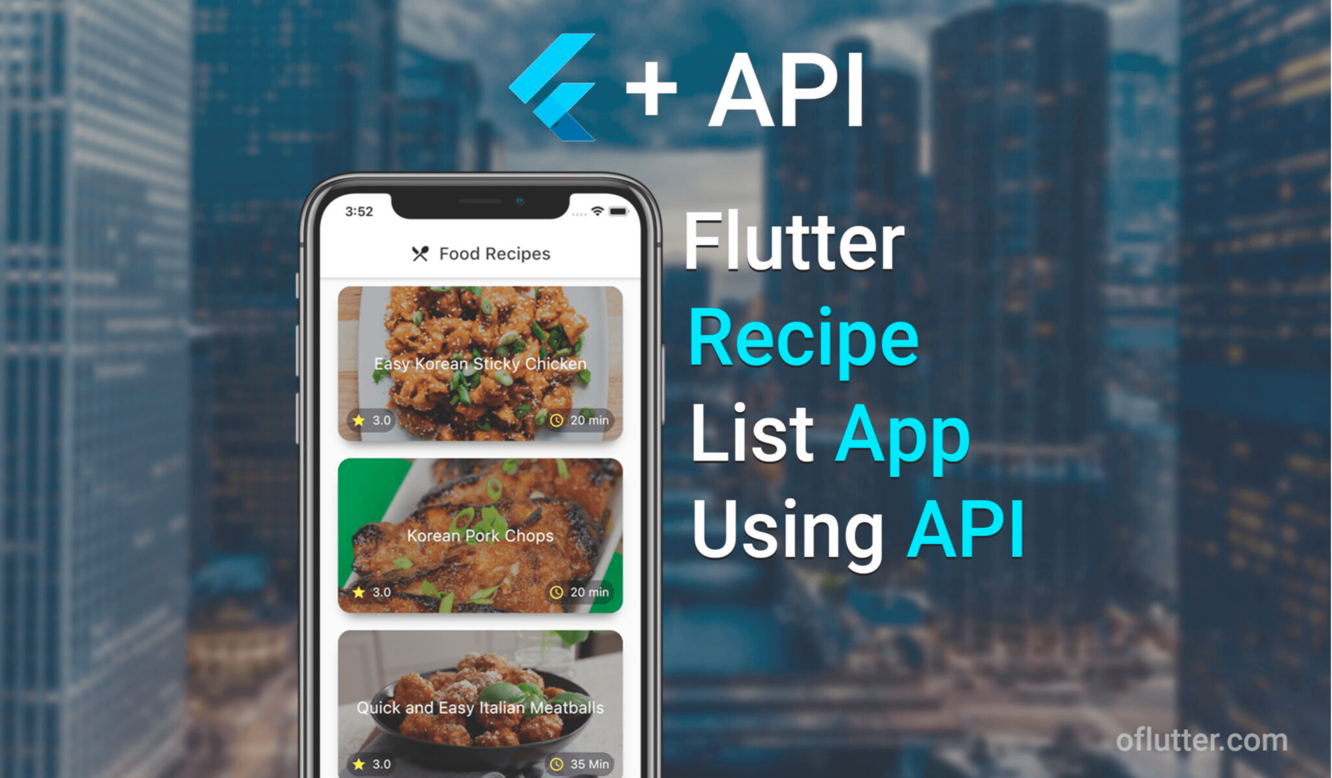 Overlook of Flutter recipe list app using API