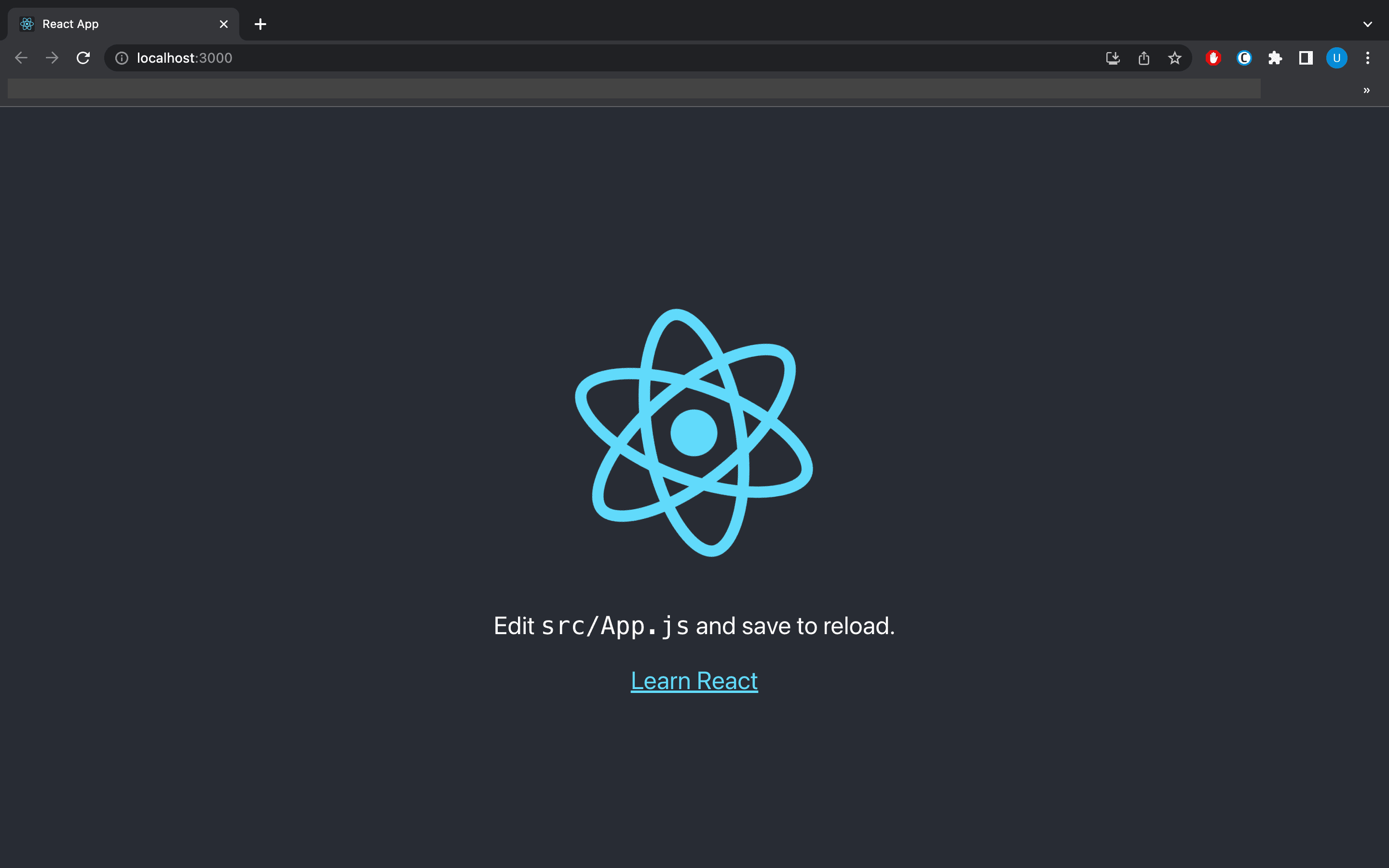 React app running on port 3000