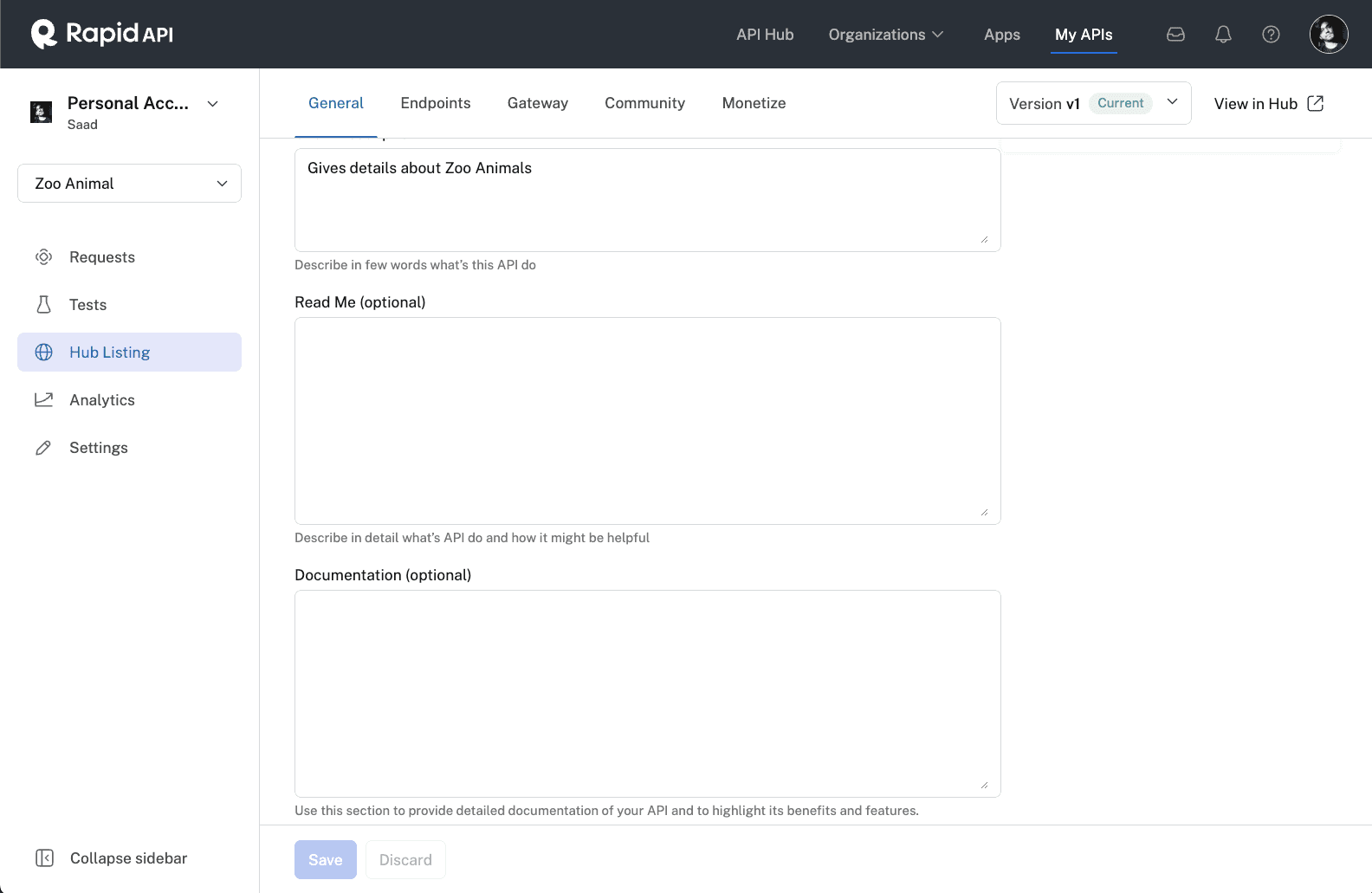 Api docs for rest