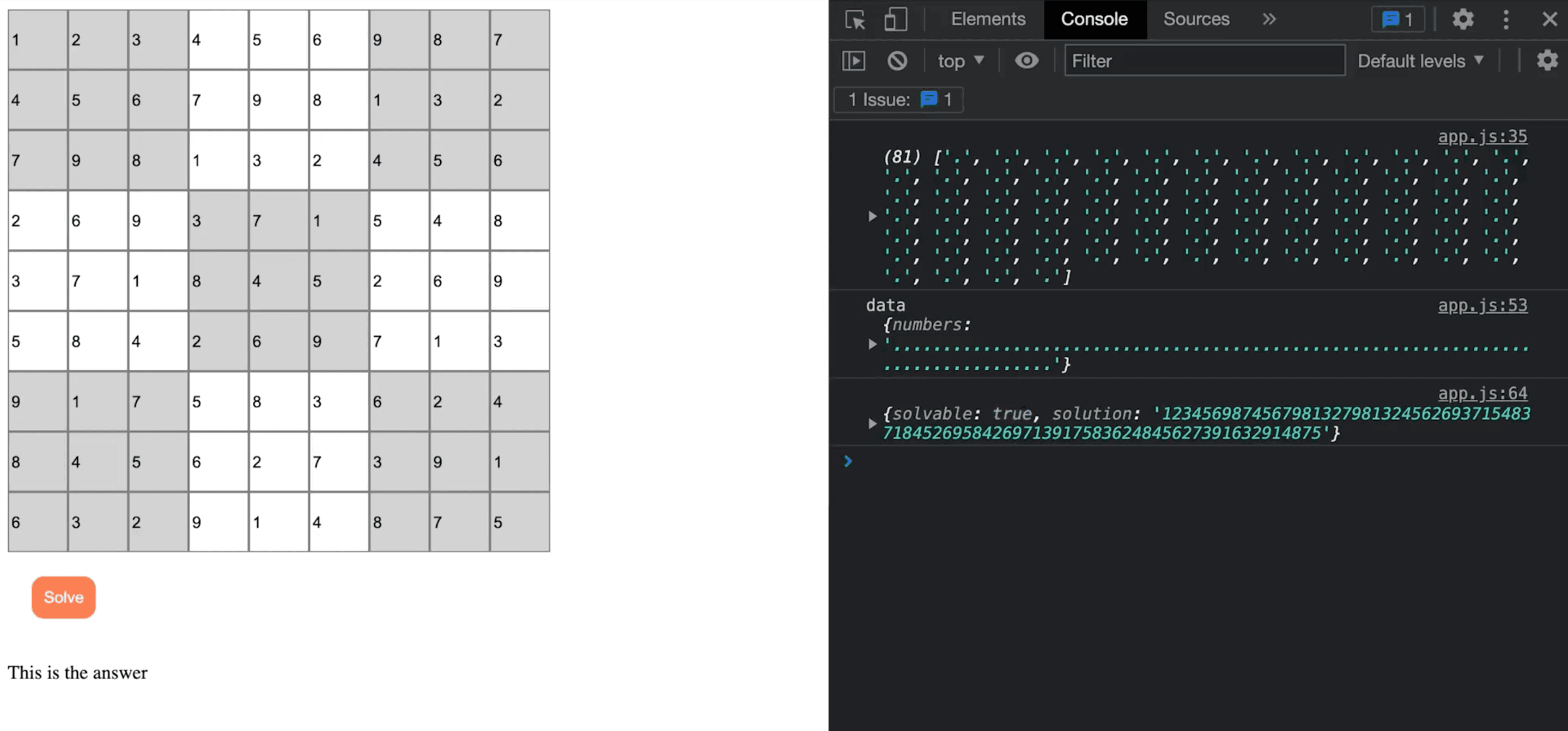 Final output of Sudoku Puzzle