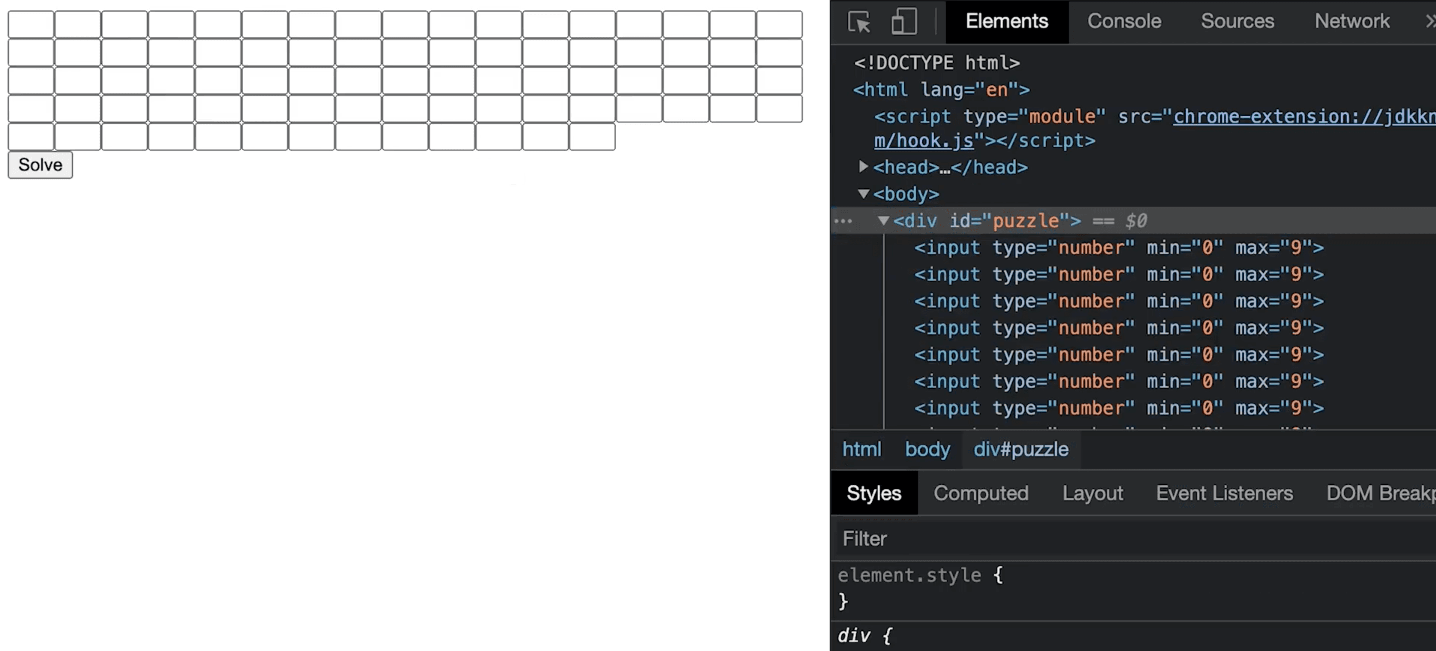 Initial Stage of Sudoku Grid