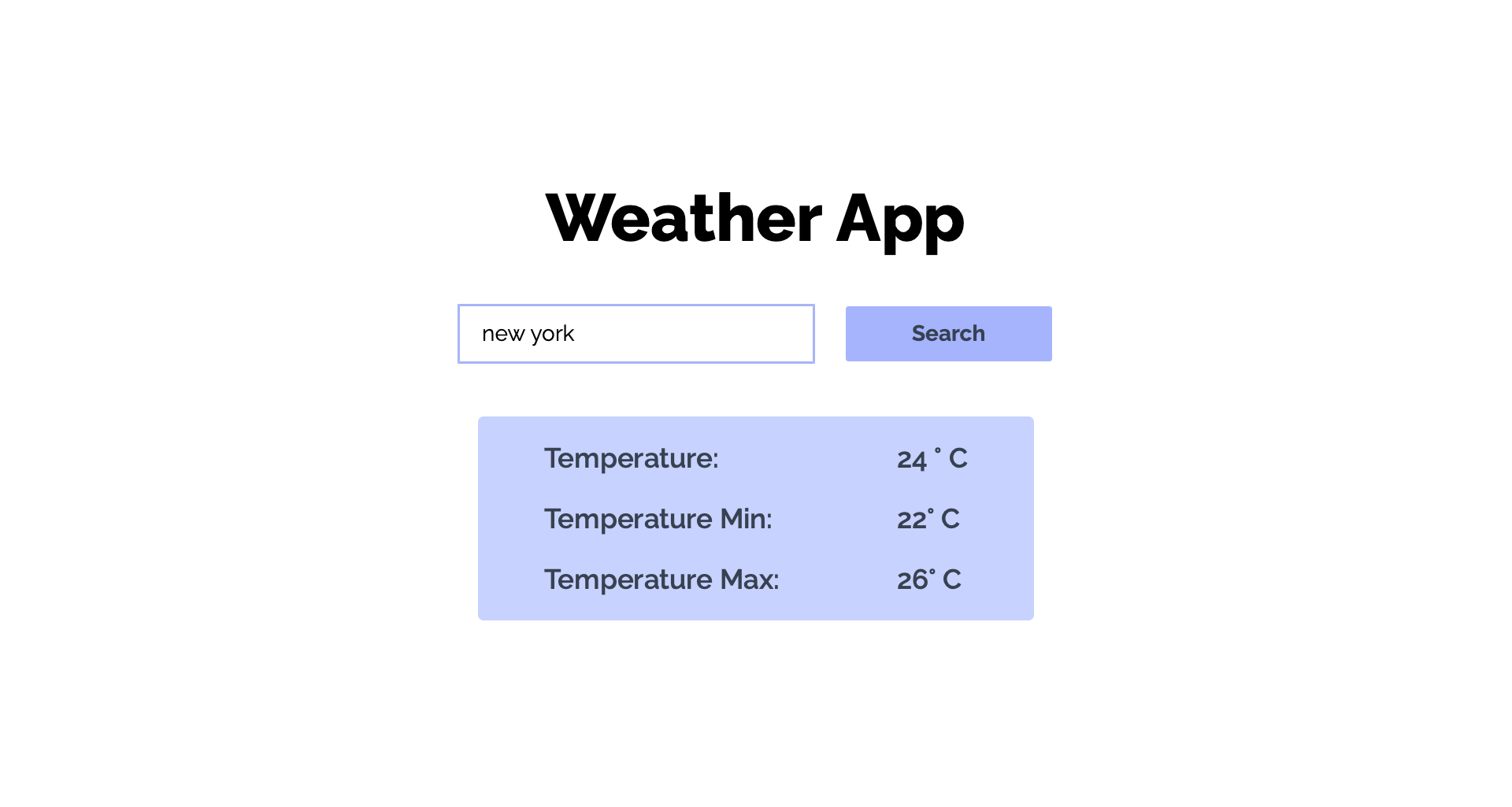 Weather App built using Open Weather Map API