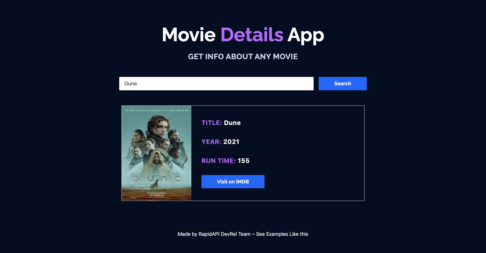 Movie Details App built with Next.js and IMDb API