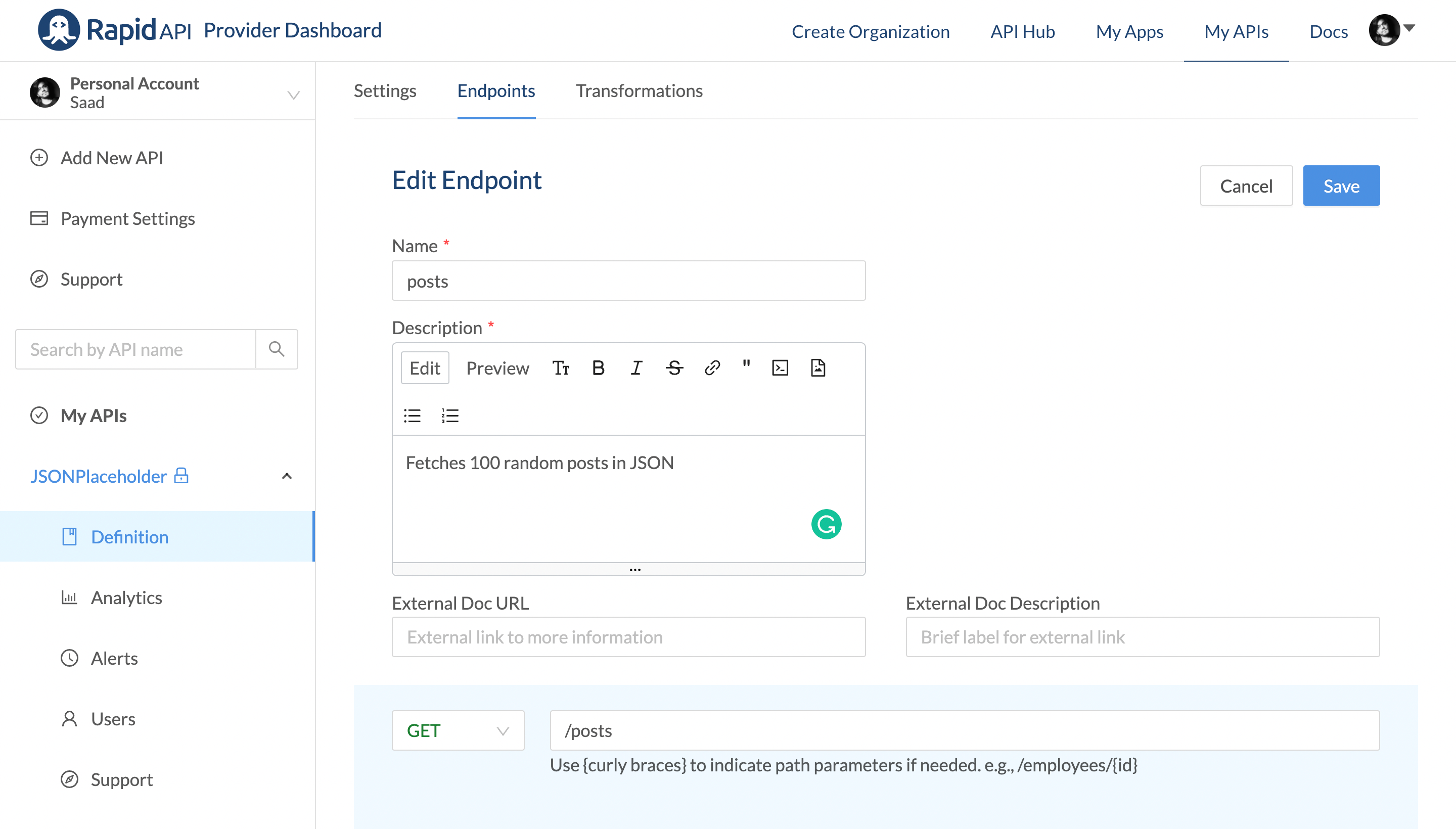 Creating REST API Endpoint