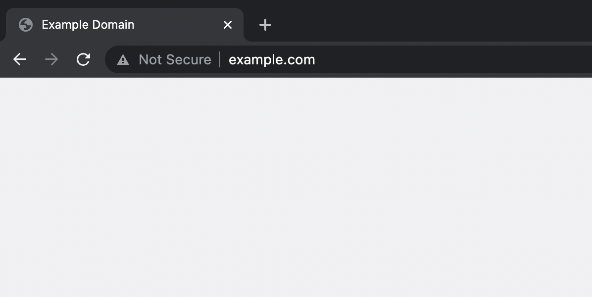Example of how a website without SSL appears on the Chrome browser's address bar