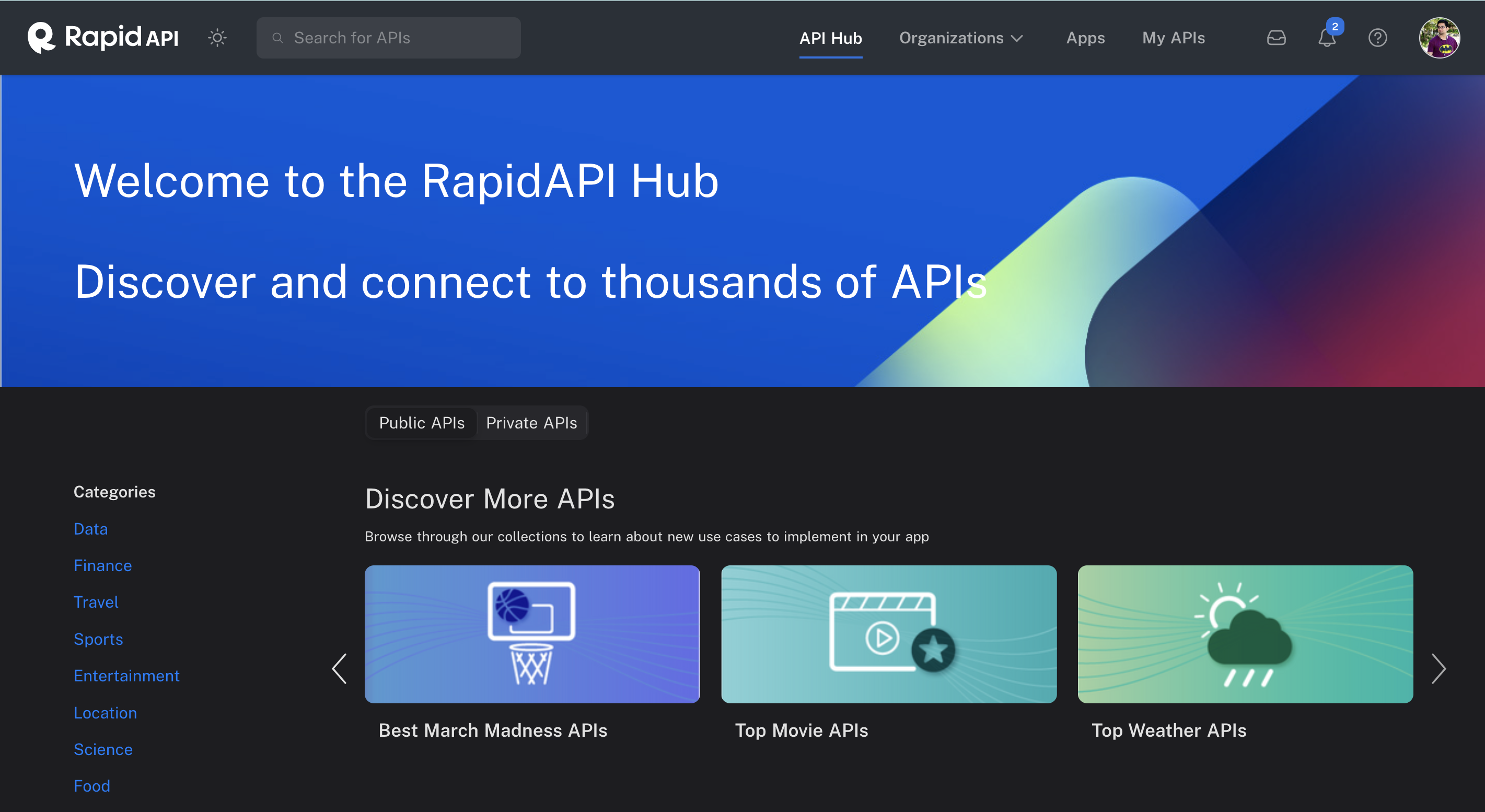 RapidAPI Hub Interface