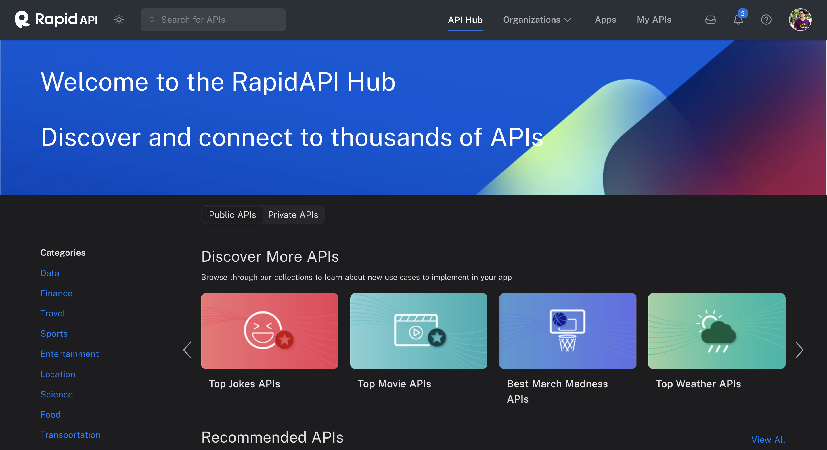 Leveraging RapidAPI Hub for building API