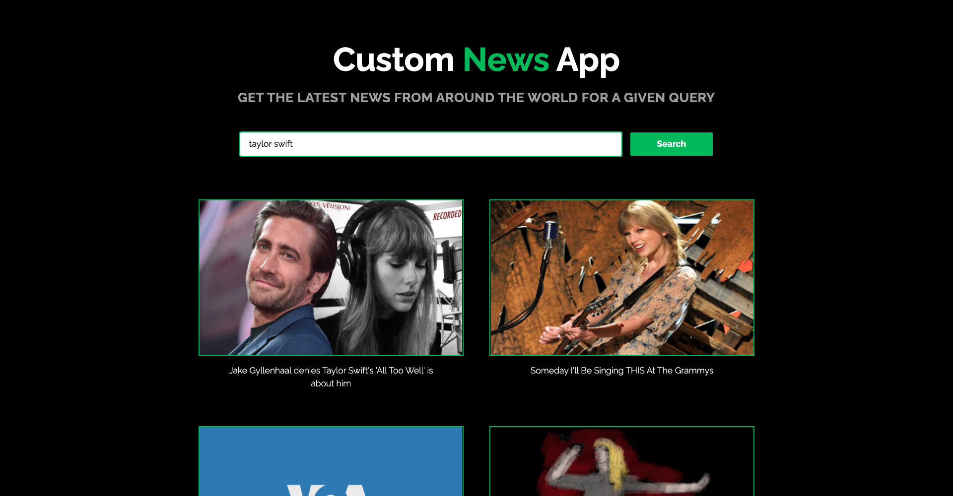 Custom News App built with Next.js and Web Search API