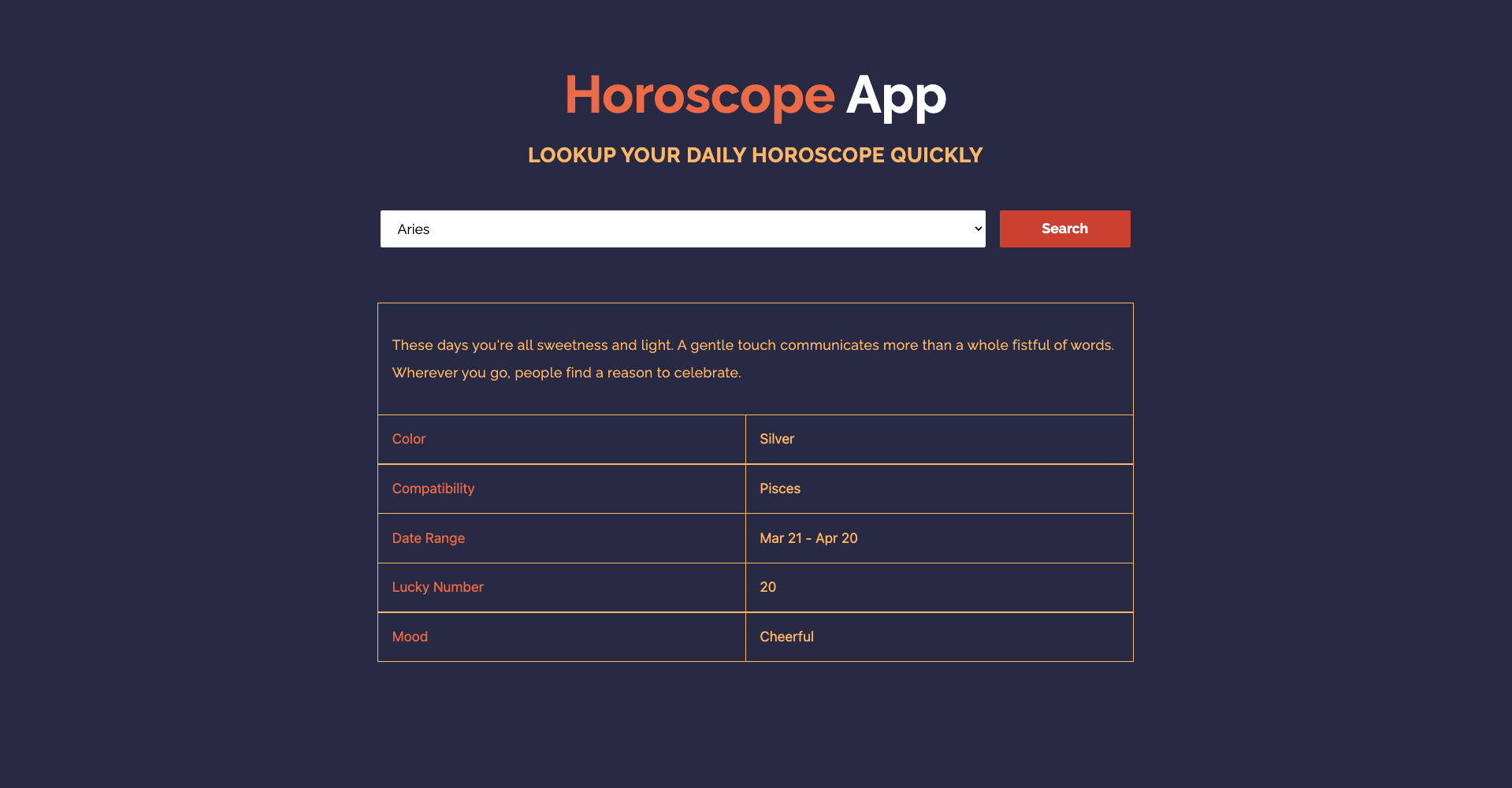 Horoscope App built with Next.js using Aztro API