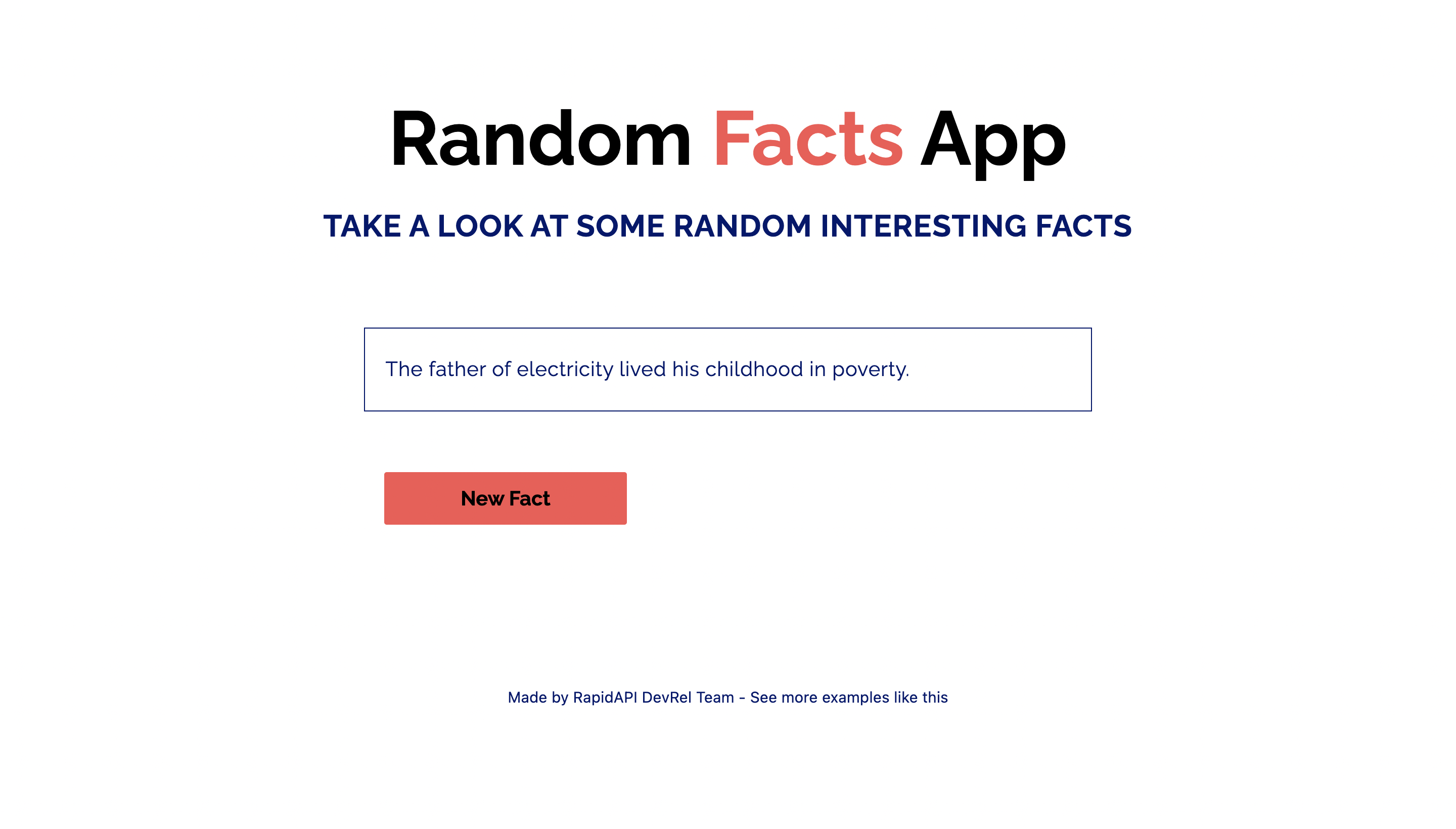 Random Facts App built with Next.js and Random Facts API