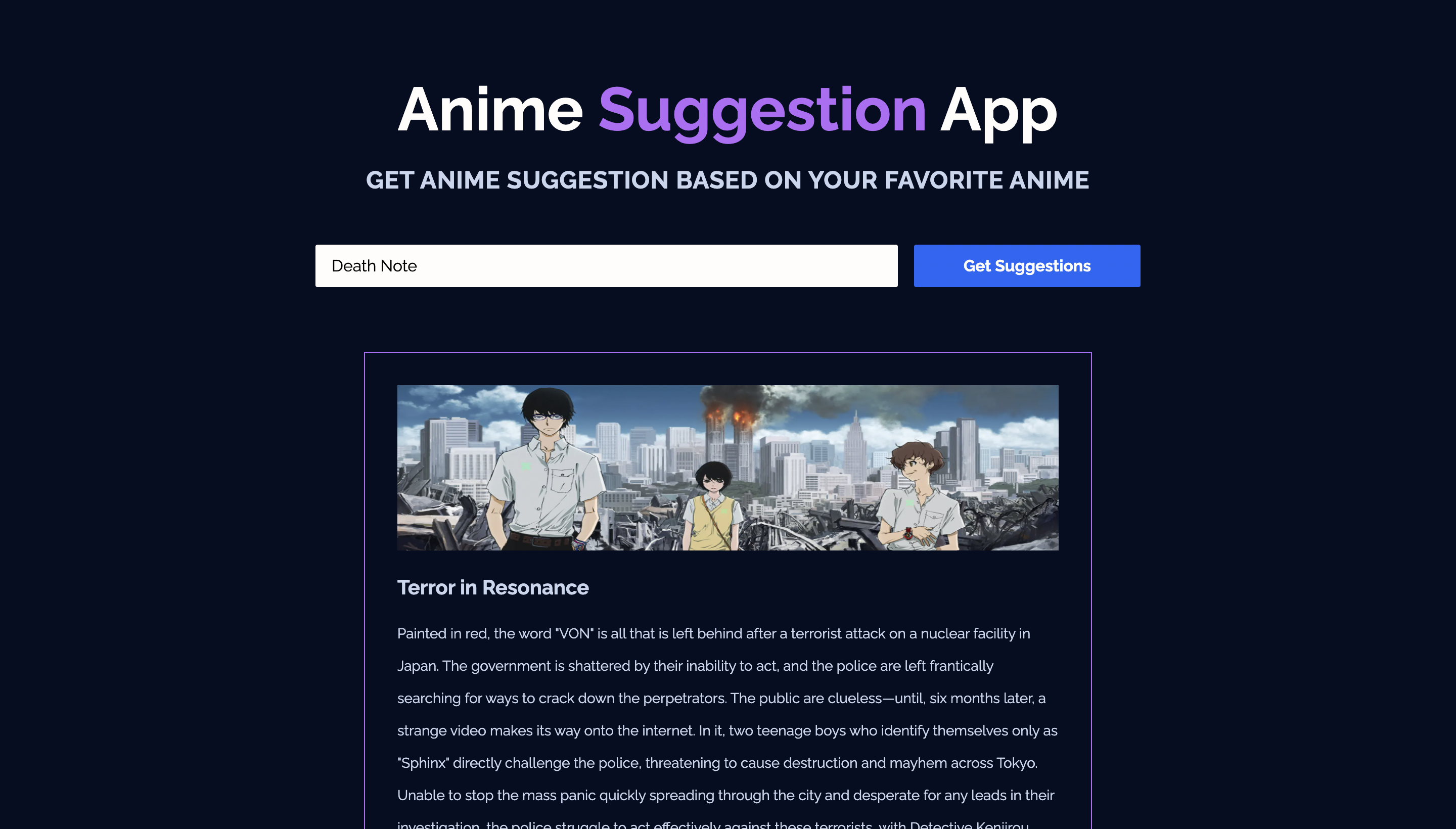 Anime Suggestion App built with Next.js and Anime Recommender API