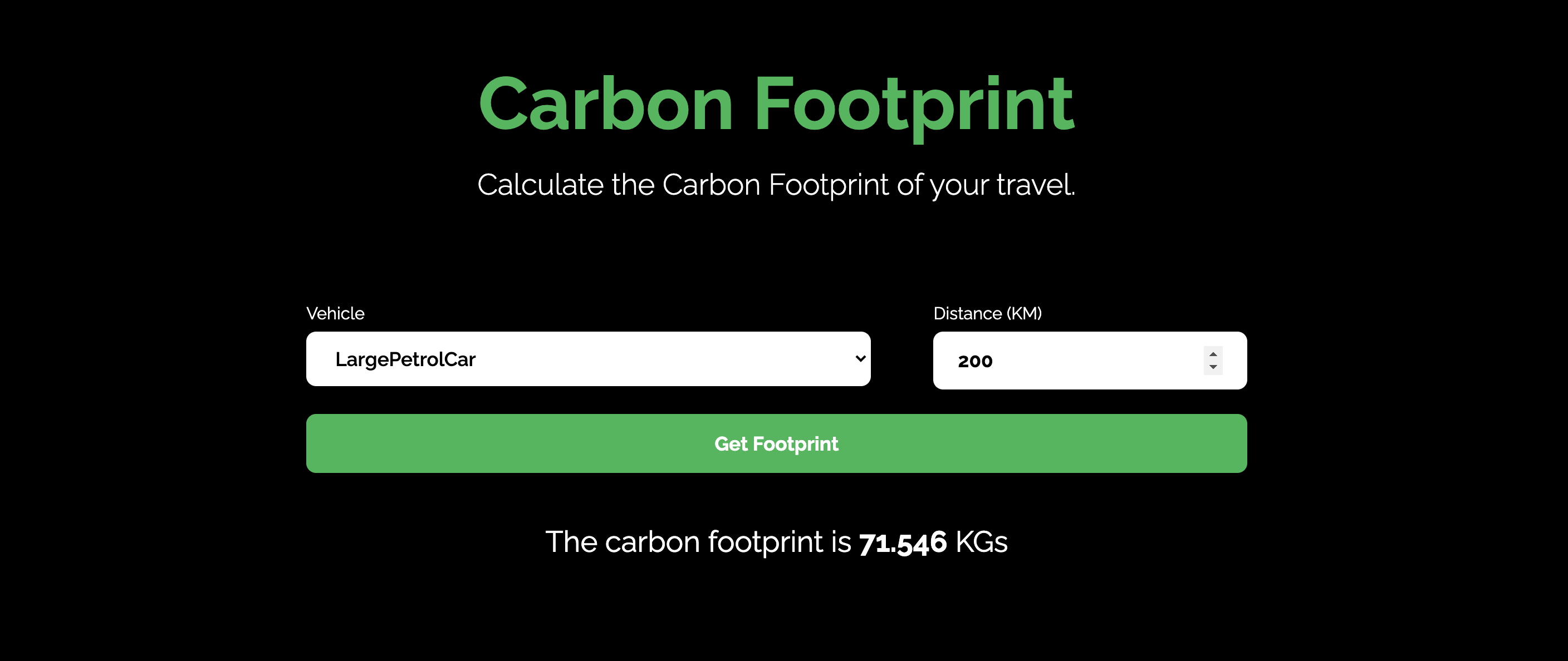Next.JS App built using CarbonFootprint API