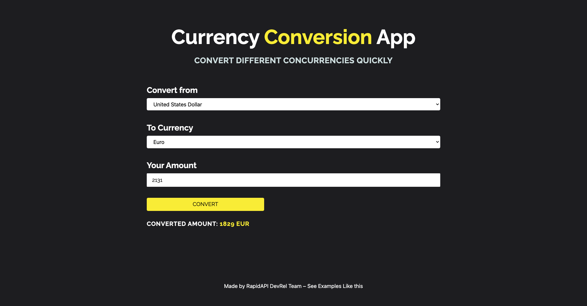 Currency Conversion application built using Next.js and Currency API