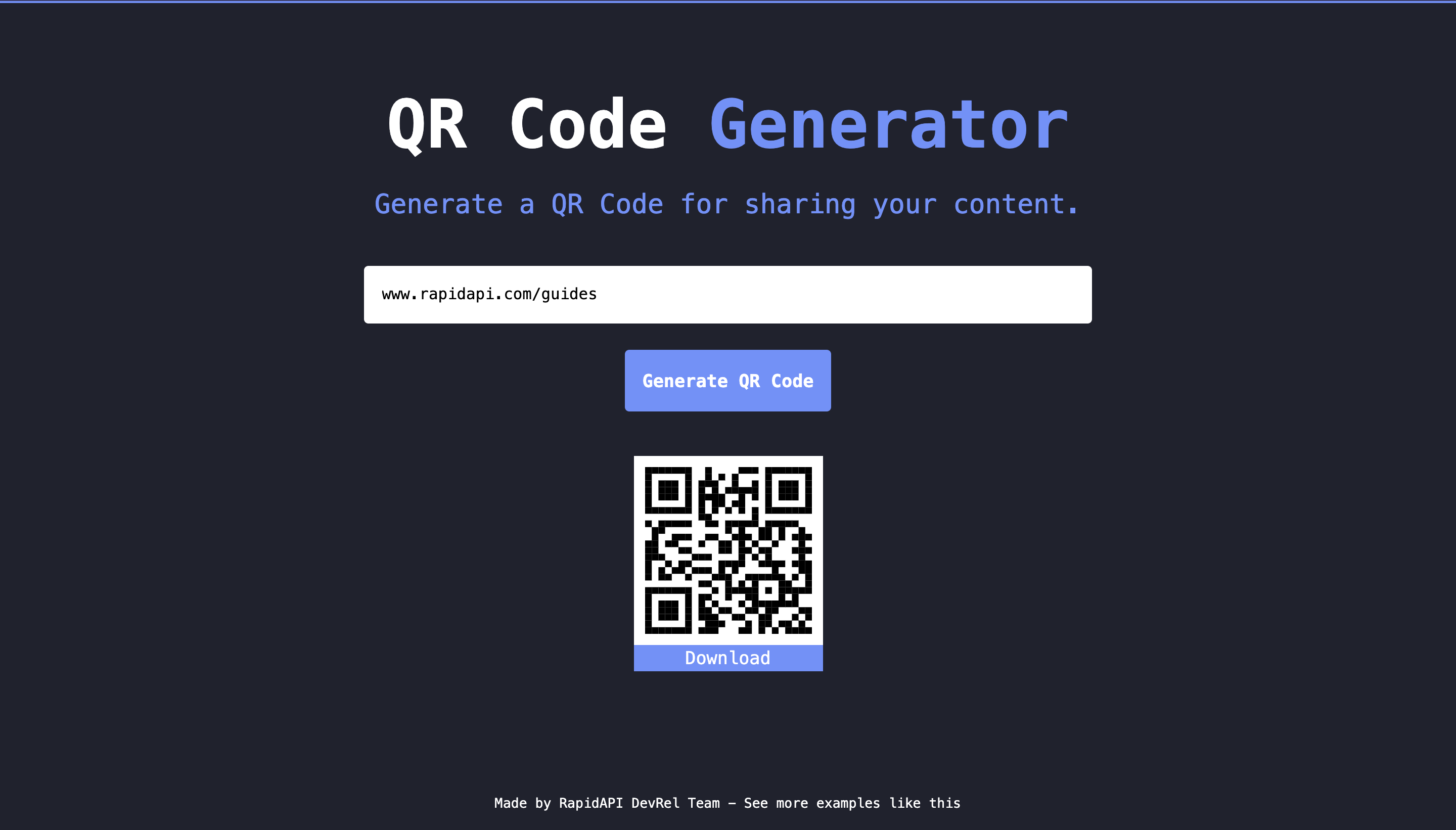 QR Code Generator built with Next.js and QRcode API