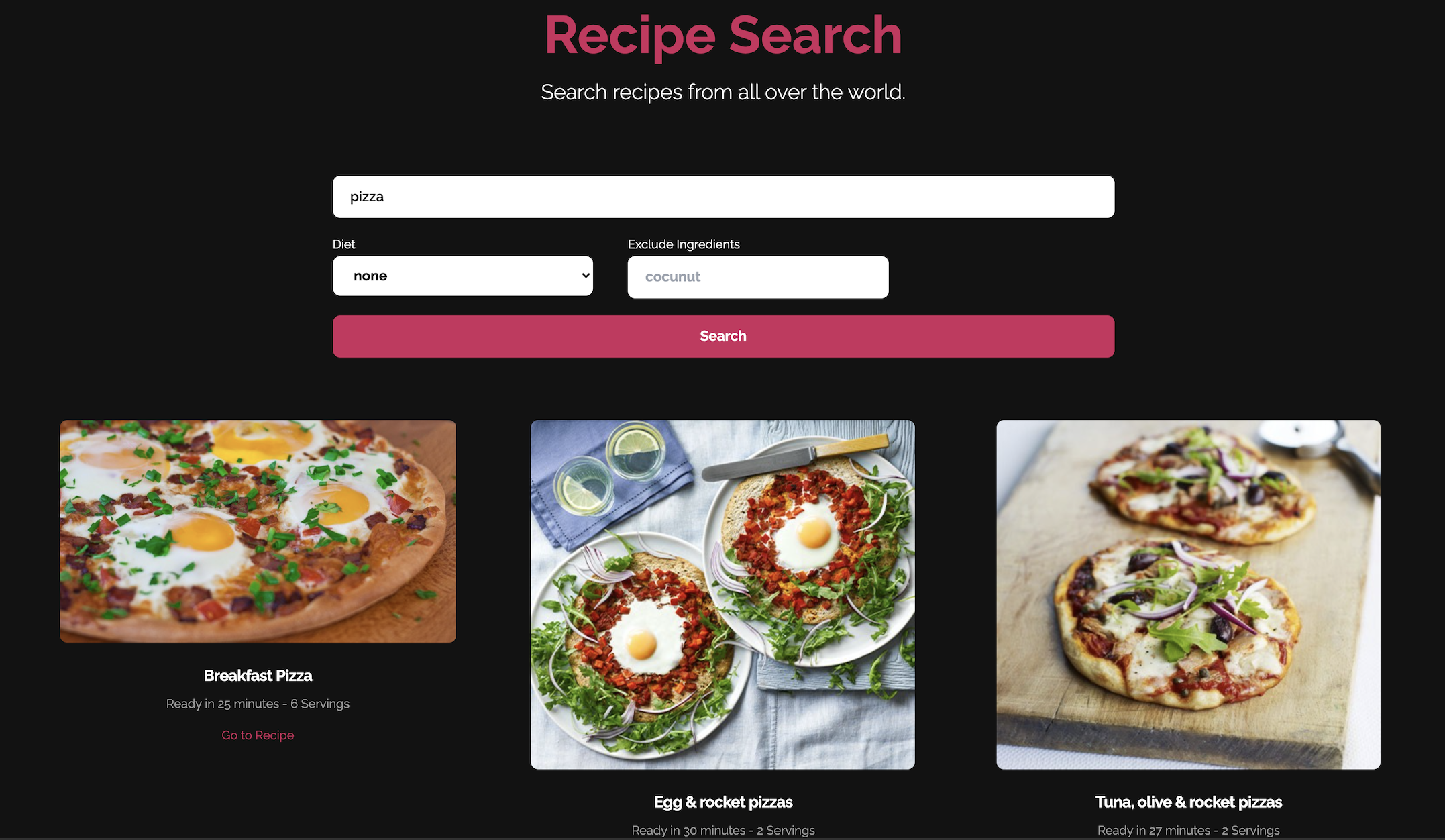 Recipe App built using Spoonacular API