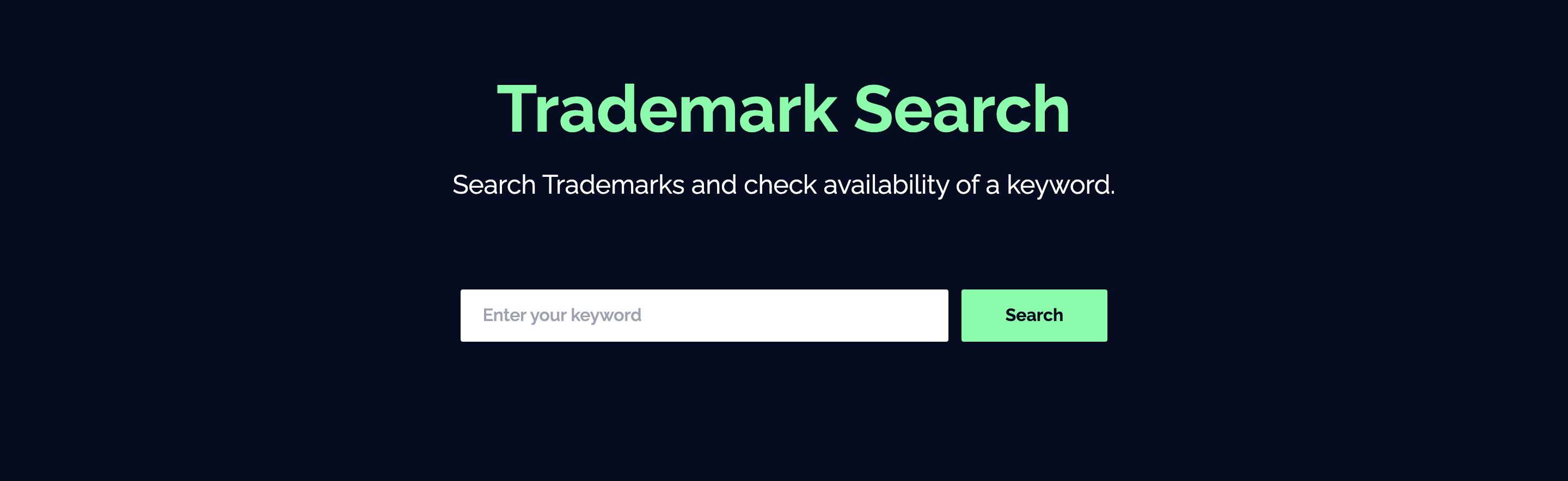 Initial UI of Trademark App