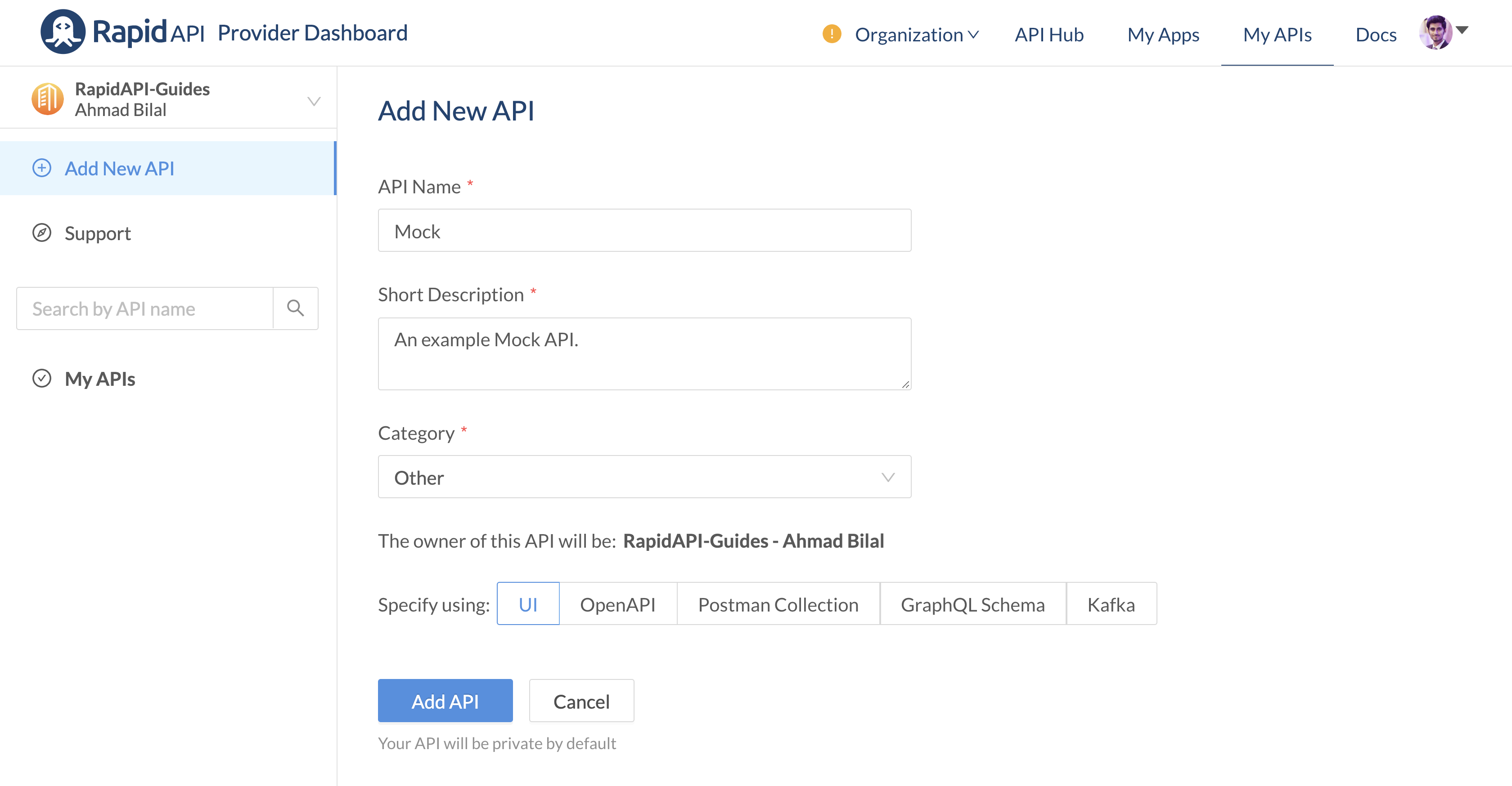 Add details of your Mock API