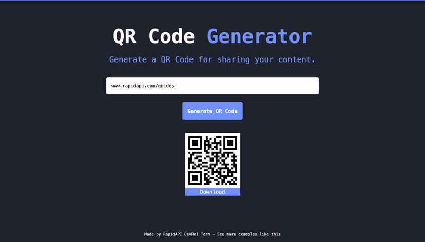 How to build a QR Code Generator app using Next.js and a QR Code API?