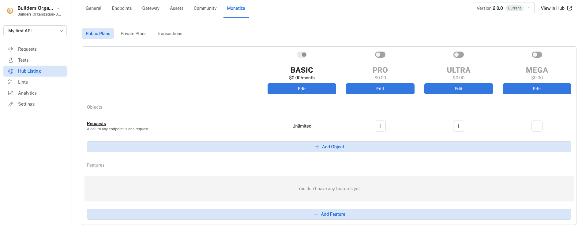 Public plans for the new API project