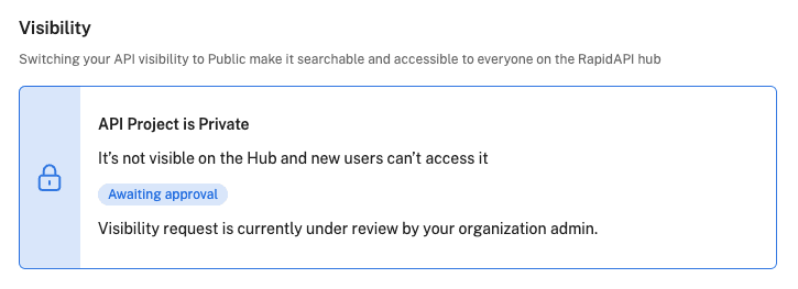 Changing the visibility of the new API project